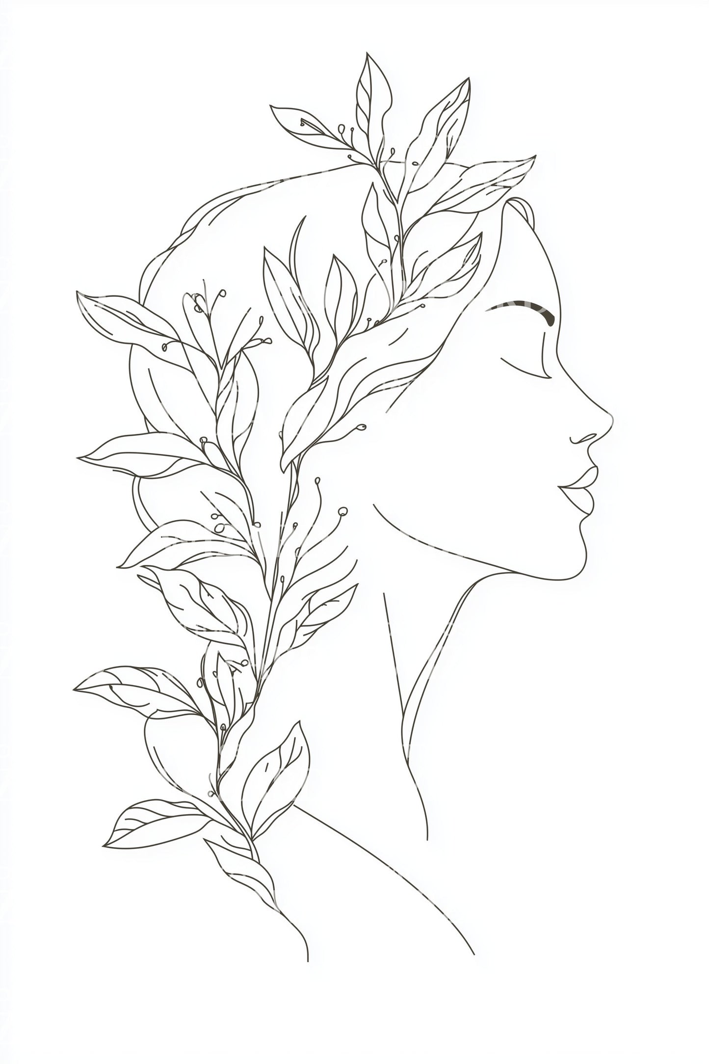 Idea de tatuaje de perfil de doncella de laurel
