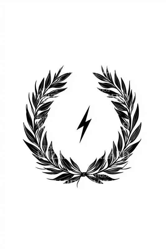Laurel Wreath Lightning Bold Tattoo Idea