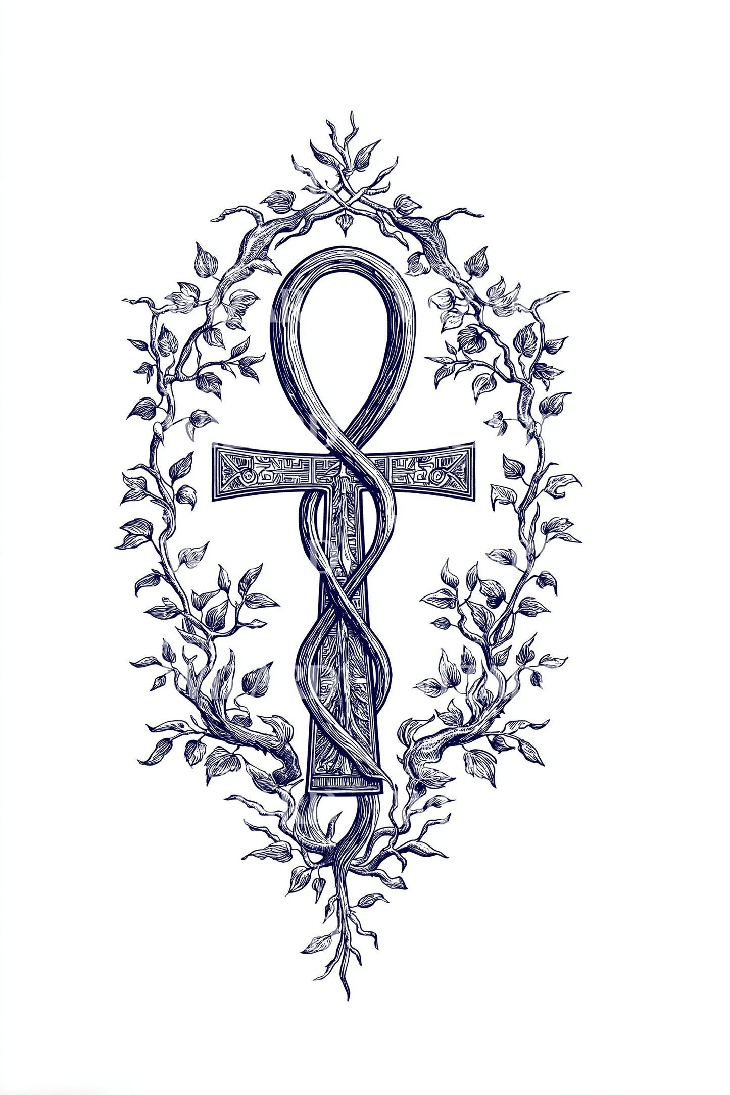 Laurel Wreathed Ankh Tattoo Design