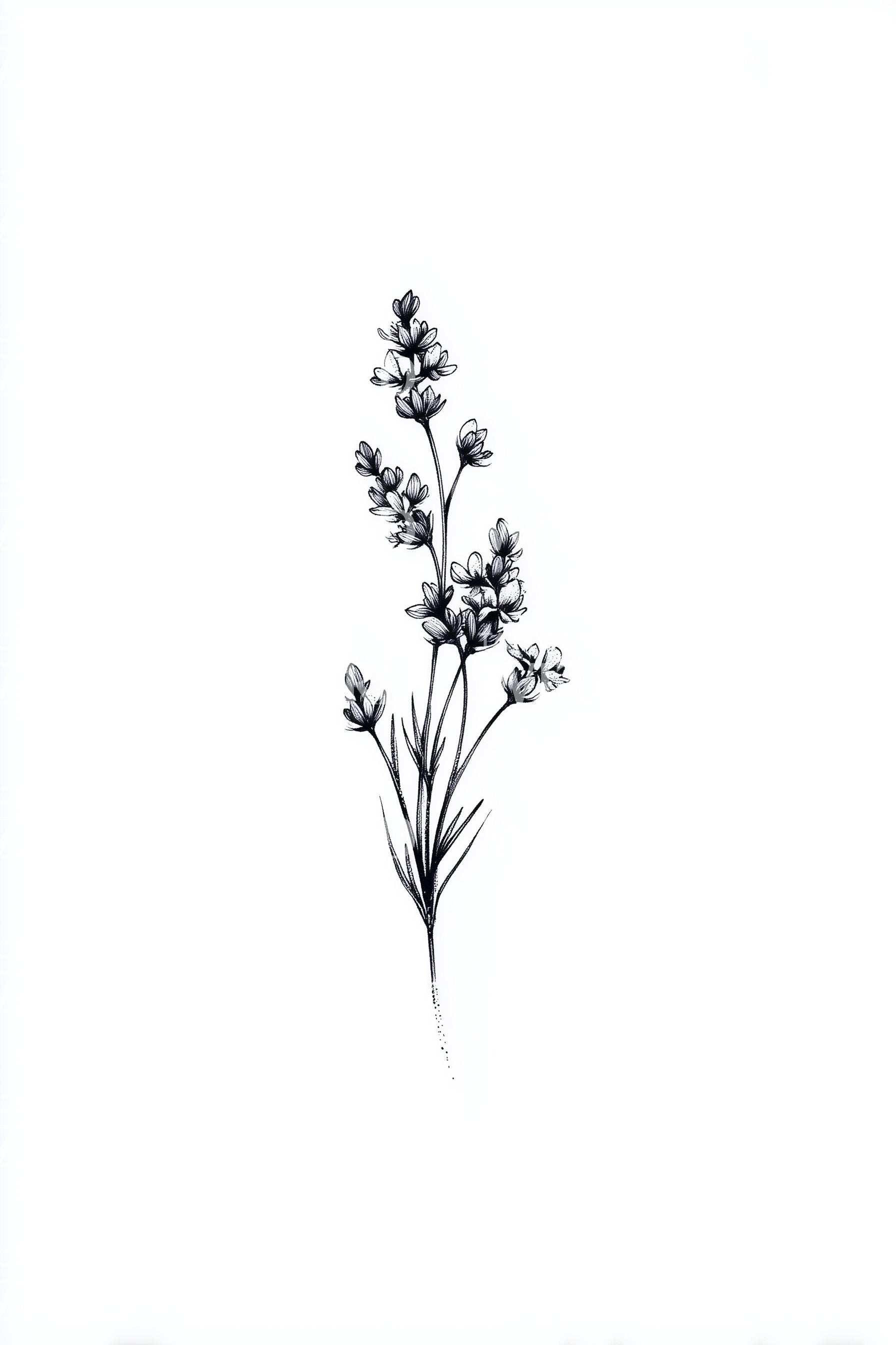 flower tattoos lavender Lavender Floral Sprig Tattoo Design