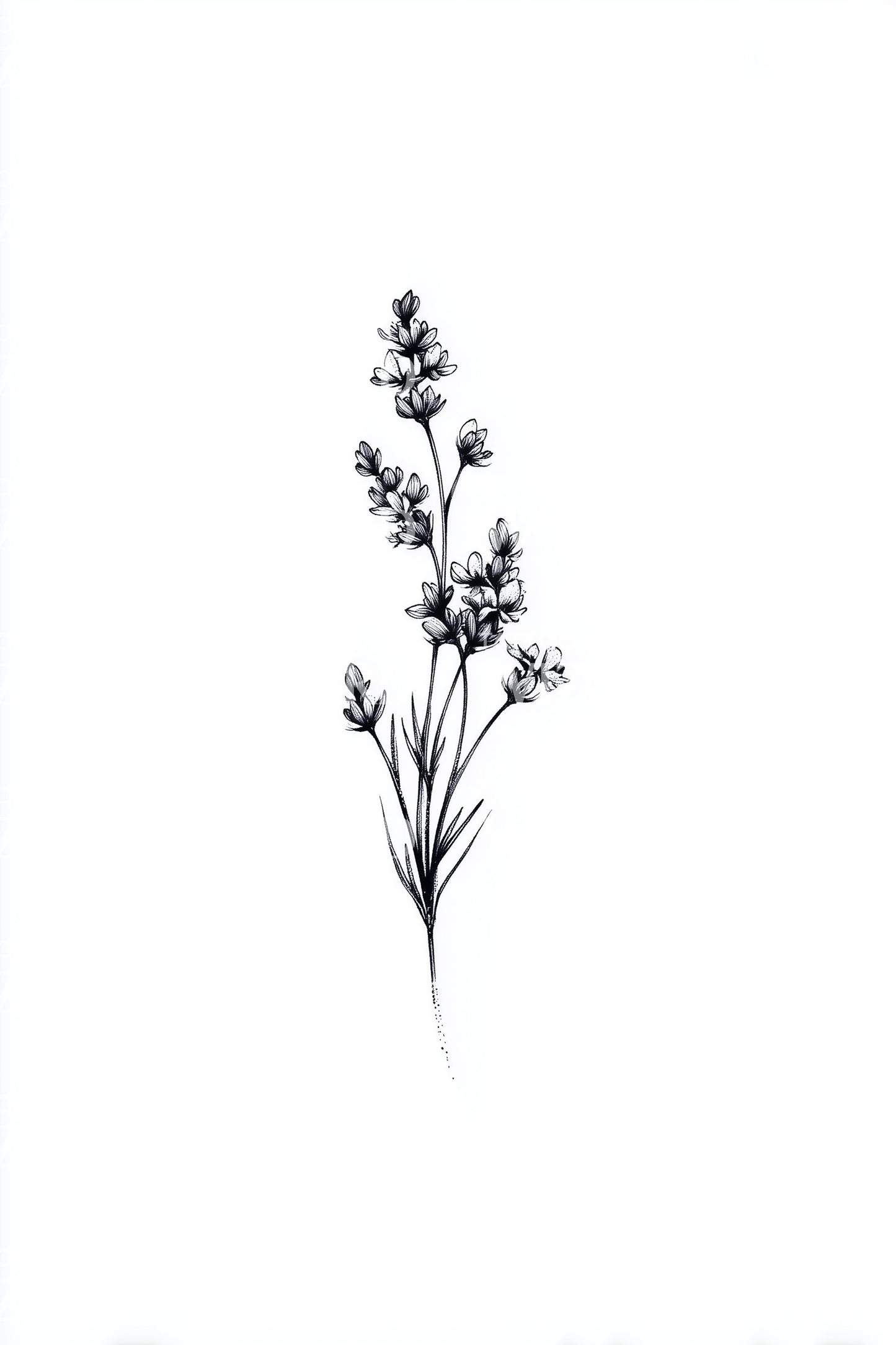 Design di tatuaggio con rametto floreale di lavanda