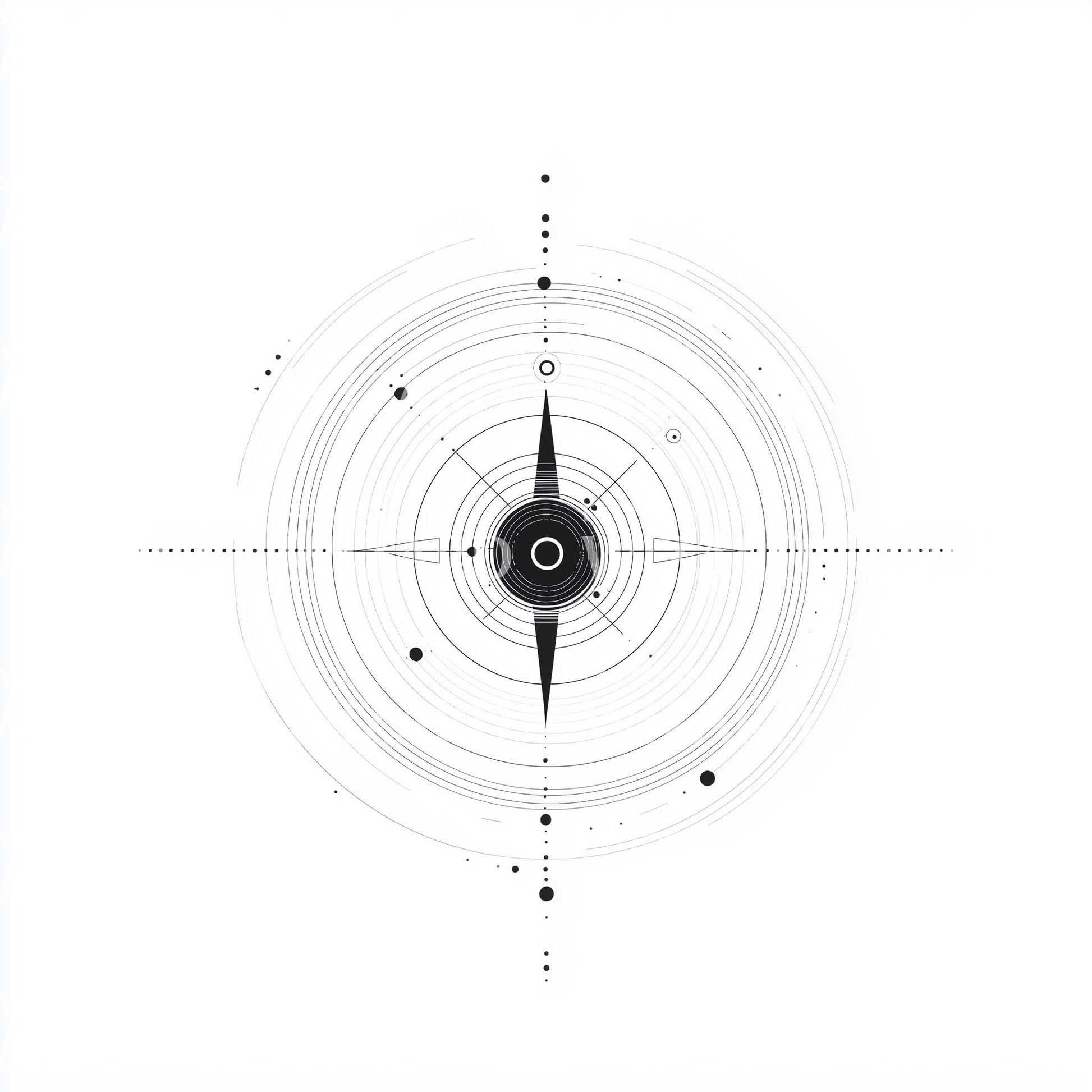 Layered Compass Glyph Tattoo Design