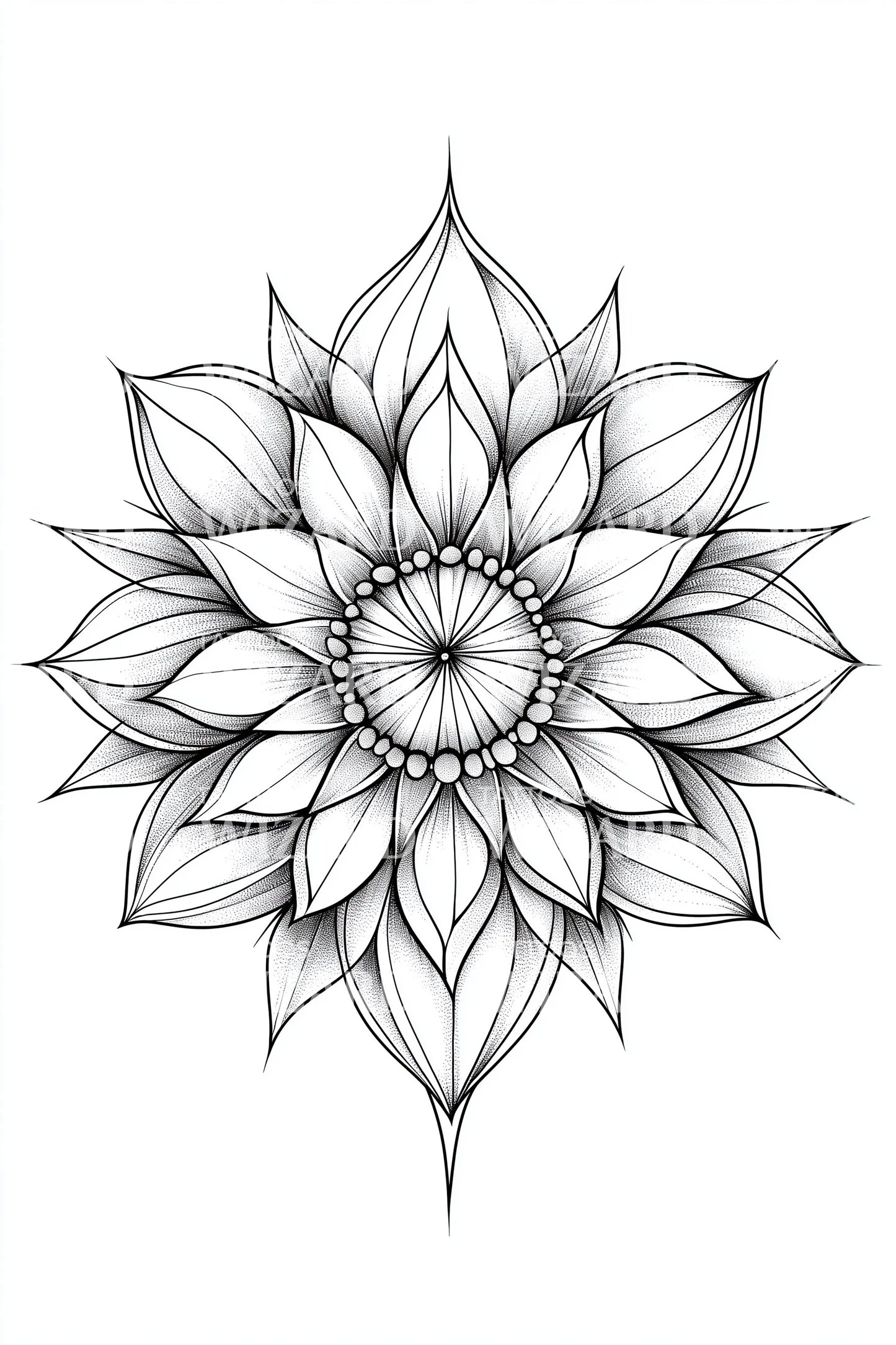 Ideia de Tatuagem Mandala com Pétalas em Camadas