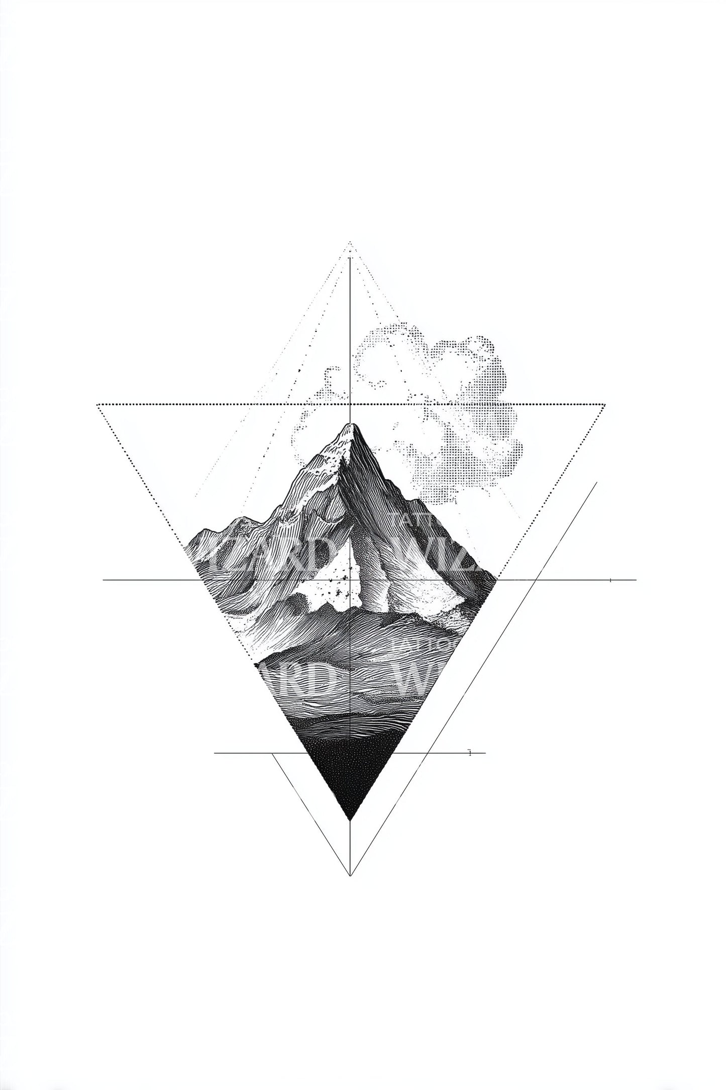 Diseño de tatuaje de montaña con triángulo en capas