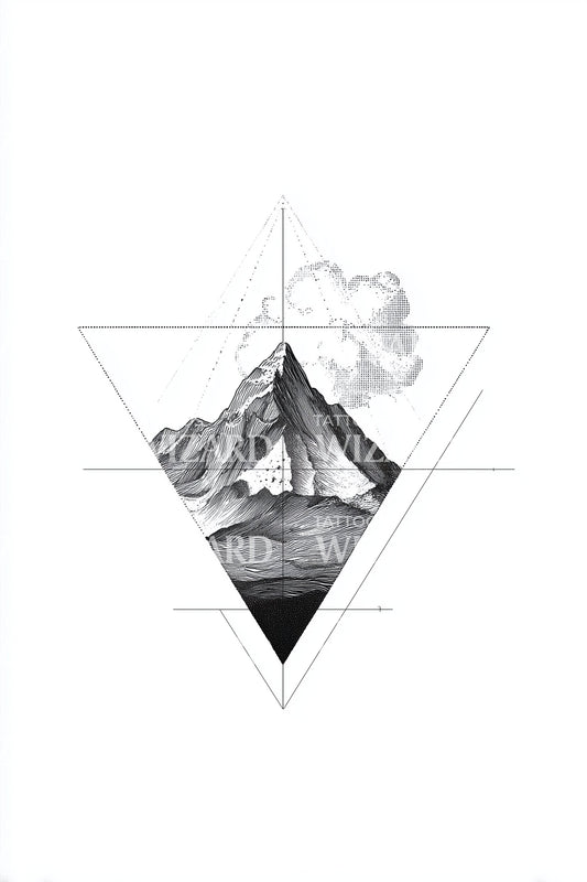 Geschichtetes Dreieck Berg Tattoo Design