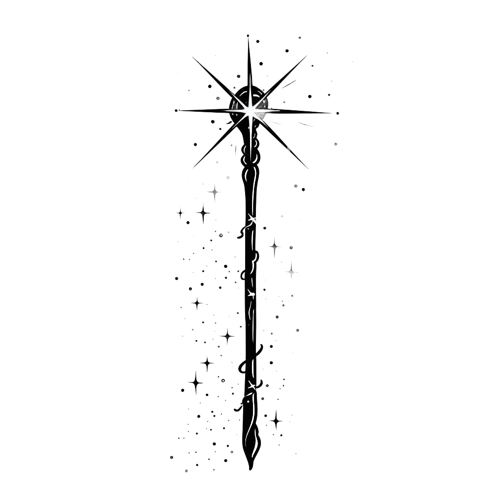 Minimalist Magic Wand Tattoo Design