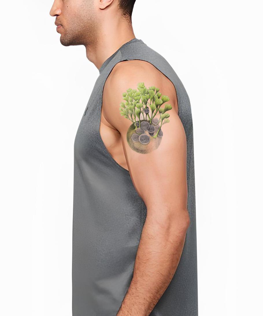 Leafy Cell Ecosystem Tattoo Illustration