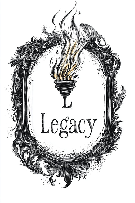 Legacy Ornate Torch Tattoo Design