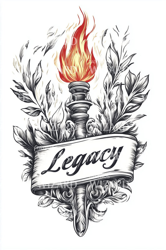 Legacy Torch Wreath Tattoo Design
