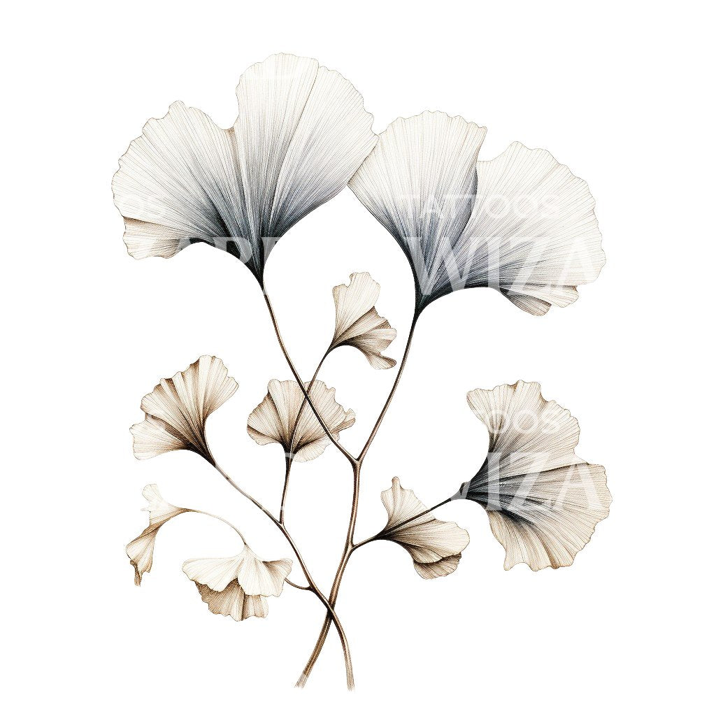 Delicate Ginkgo Leaves Tattoo Design
