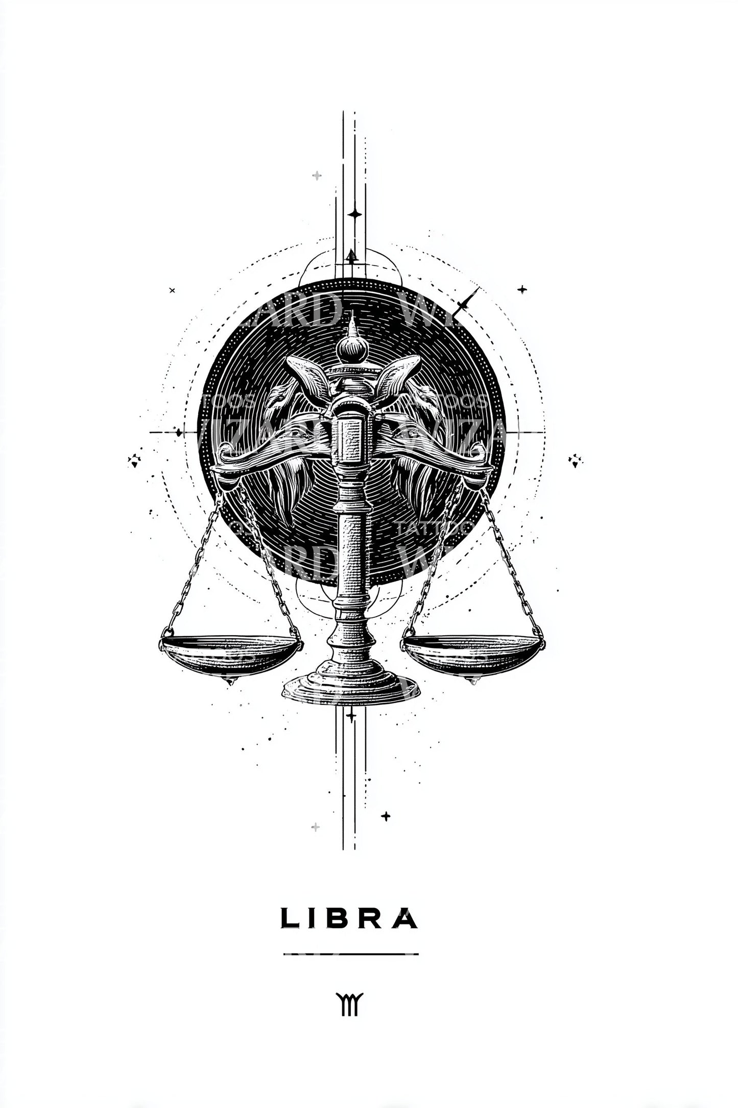Libra Scales Emblem Tattoo Design