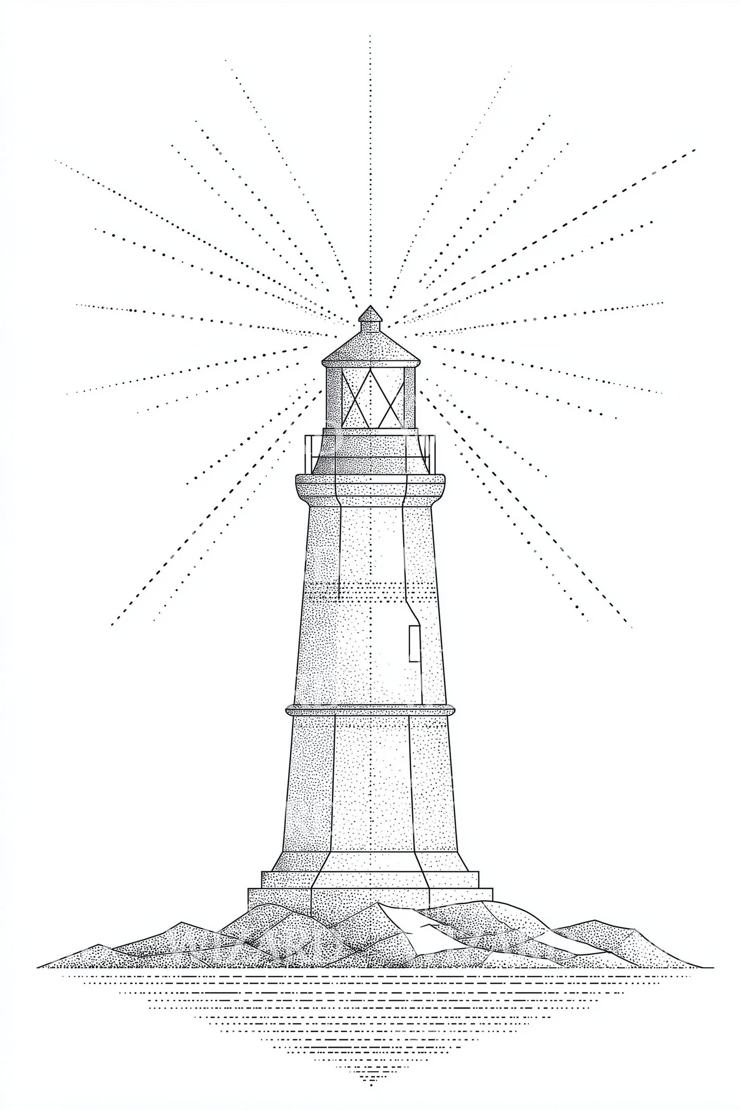 Lighthouse Sacred Rays Tattoo Design