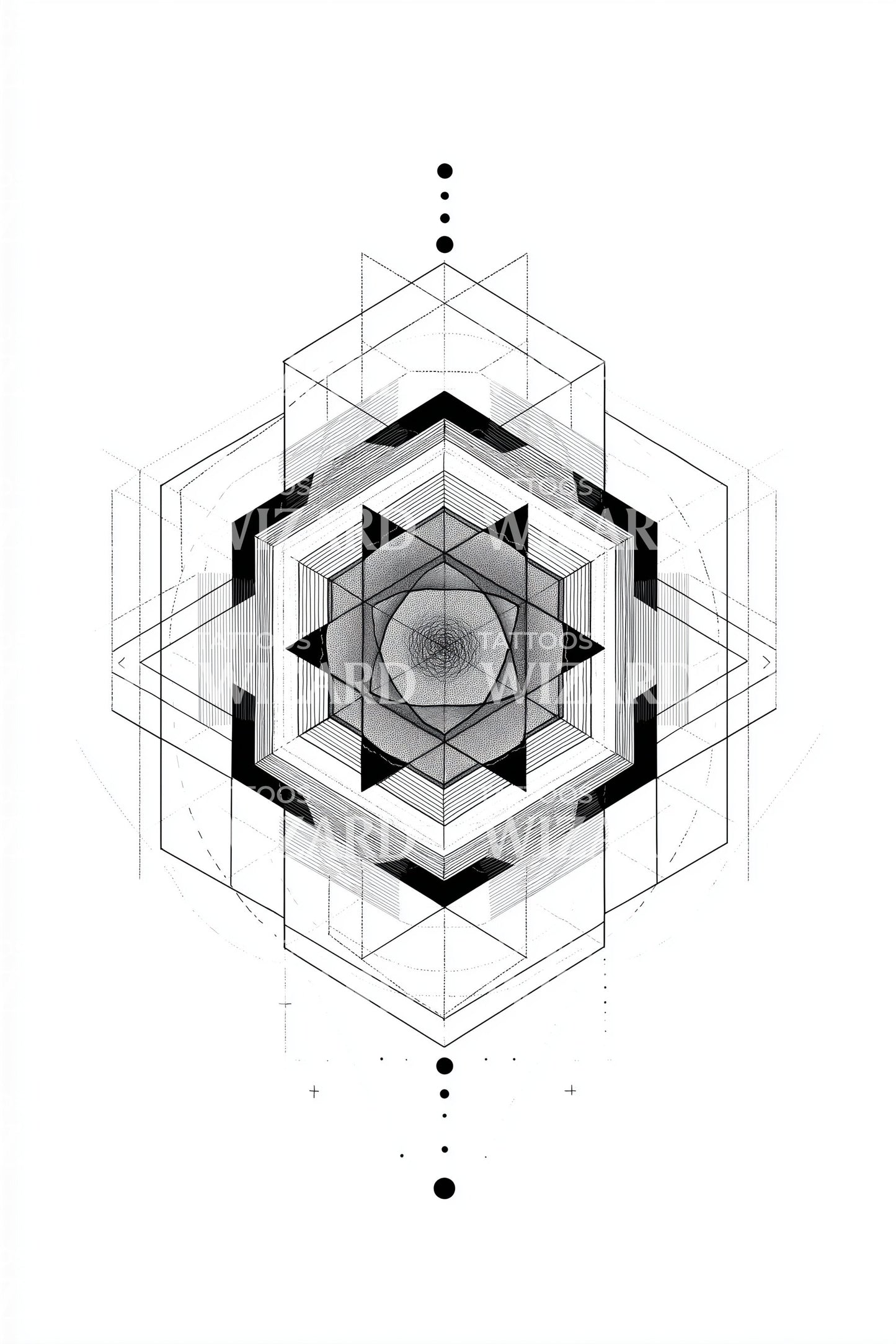 Idea per tatuaggio mandala cosmo lineare