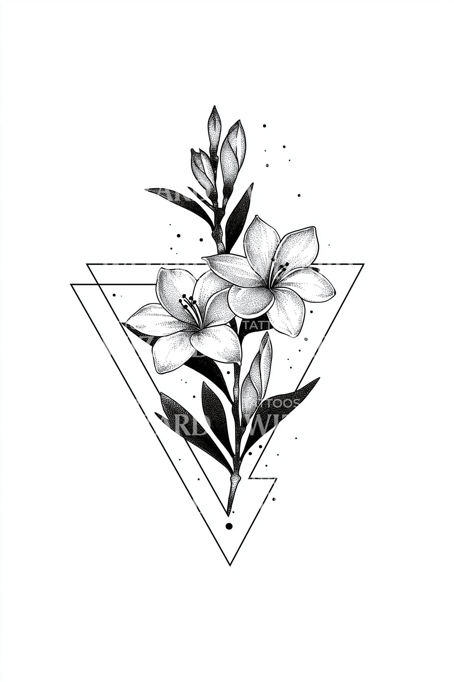 Linear Jasmine Triangle Tattoo Idea