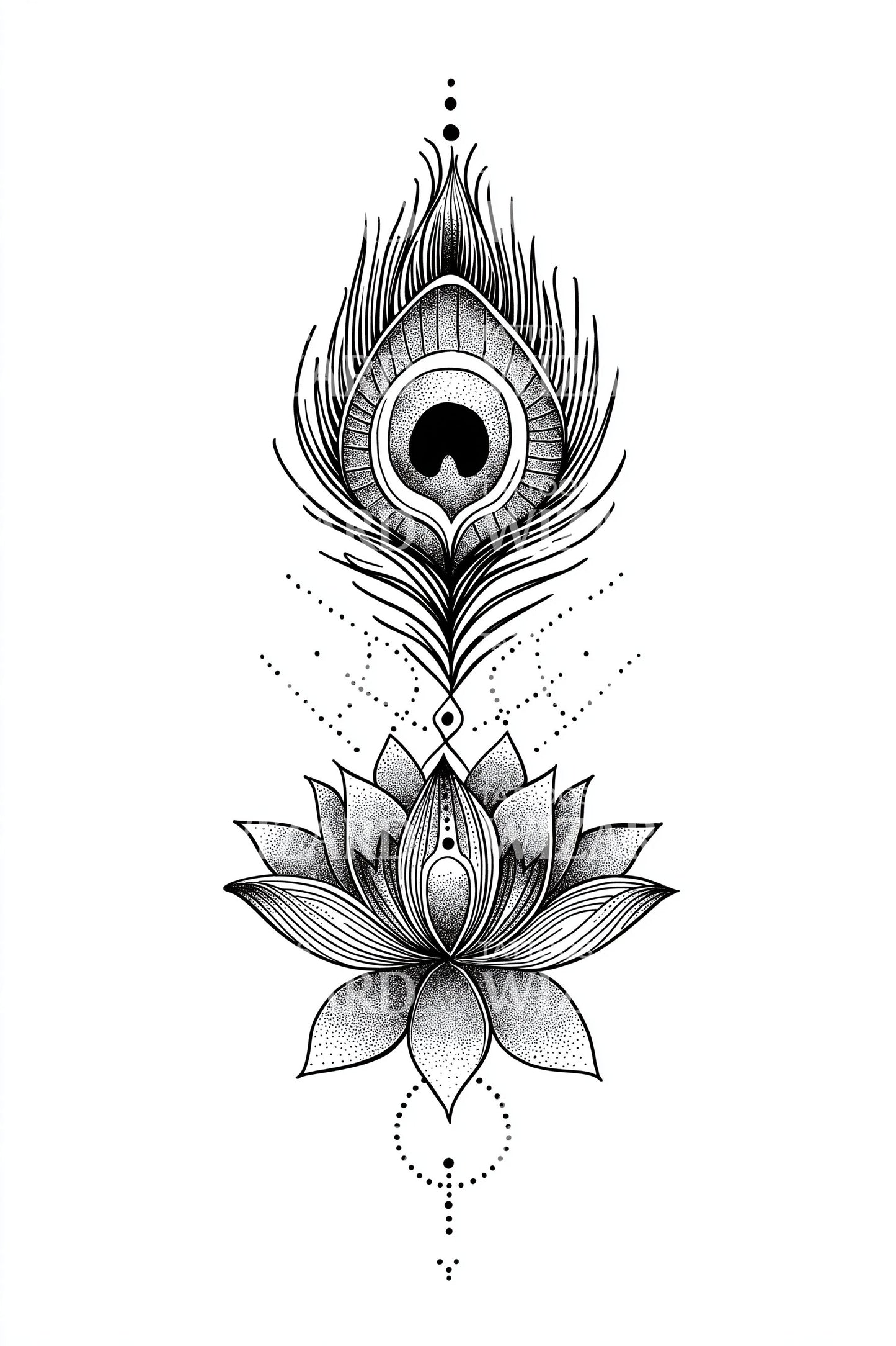 Linear Plume Glyph Tattoo Design