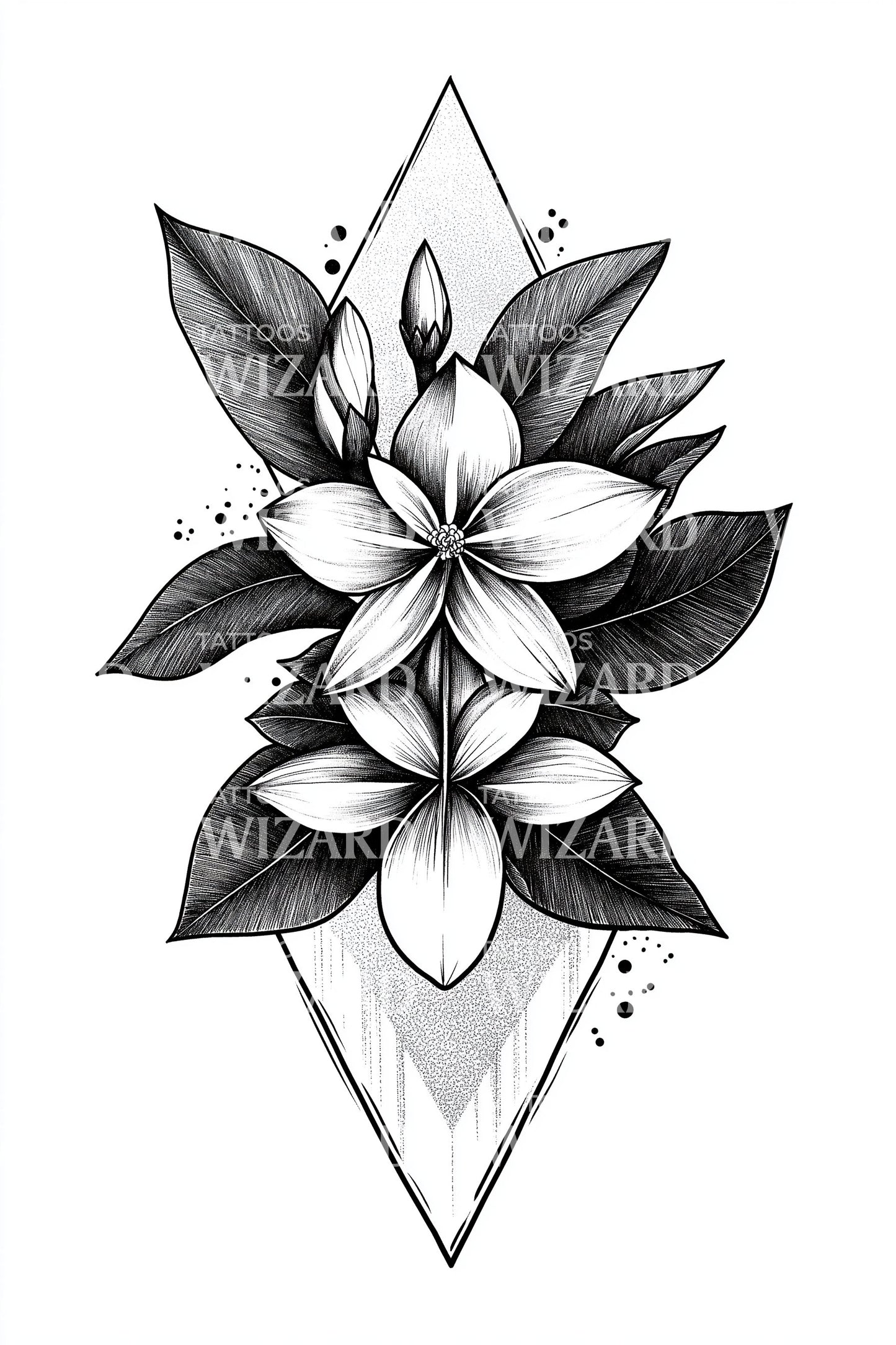 Desain Tato Melati Berlian Bergaris