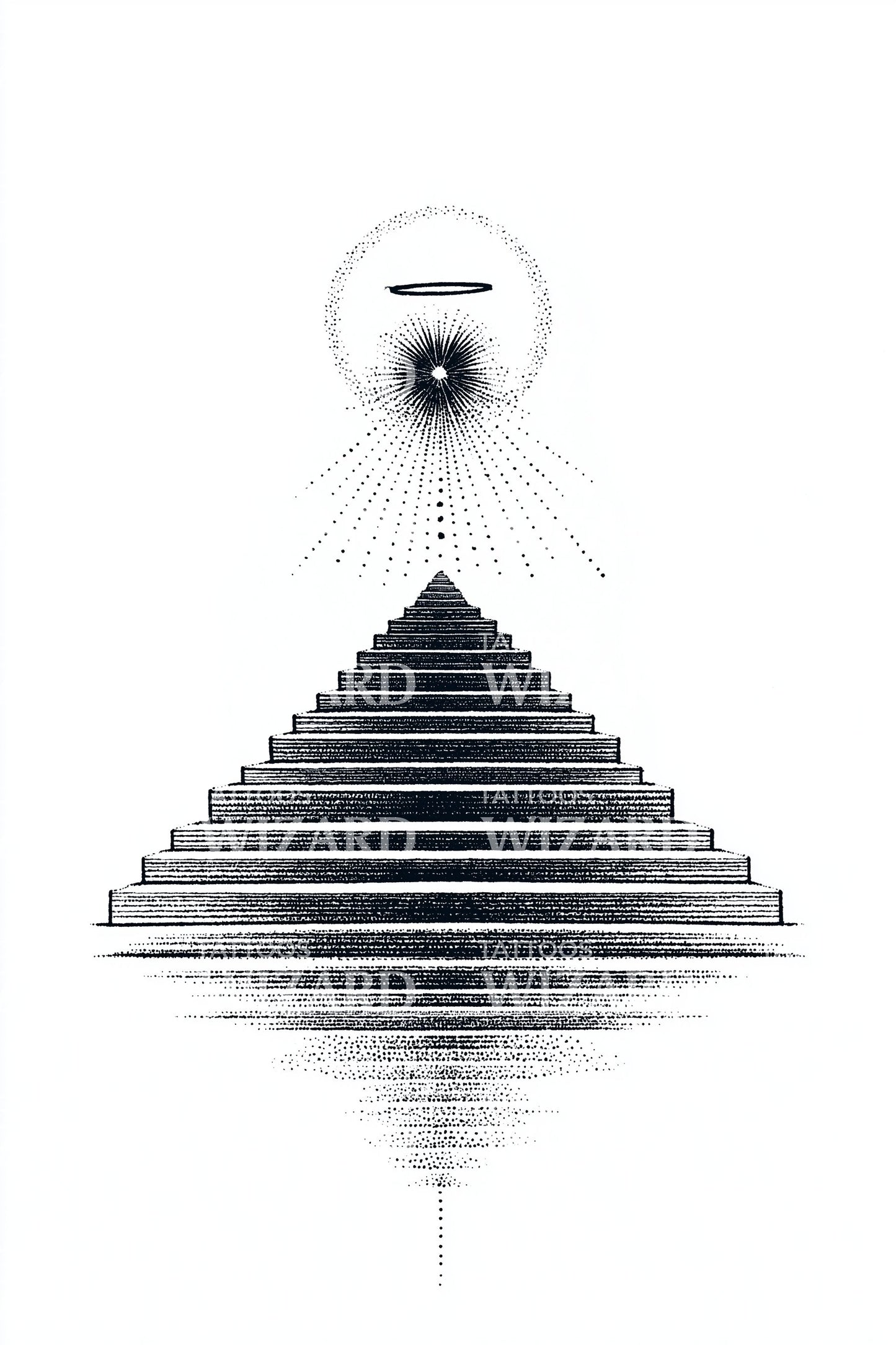 Linework Pyramid Beam Tattoo Design