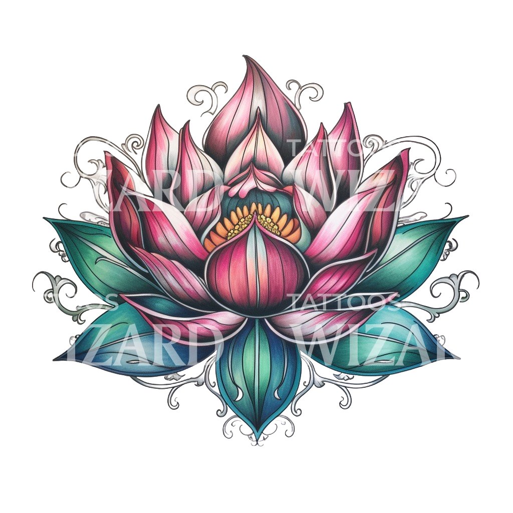 New School Lotus Flower Tattoo Design