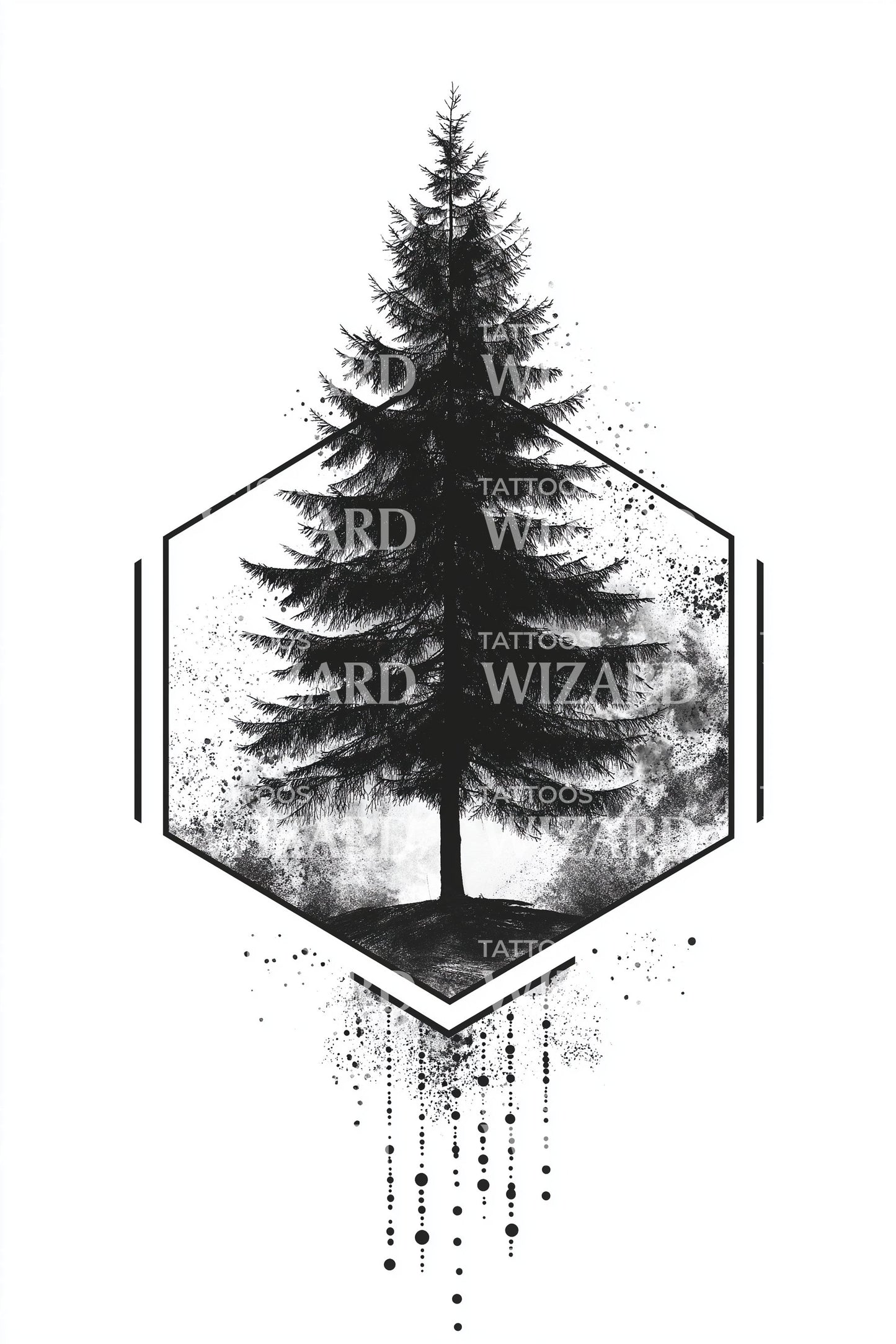 Design del tatuaggio esagonale Lone Pine