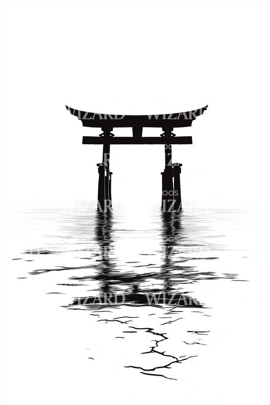 Design del tatuaggio Riflesso del Torii Solitario