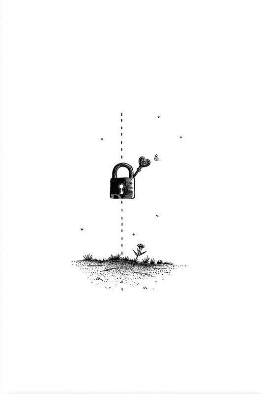 Lonely Padlock Tattoo Illustration