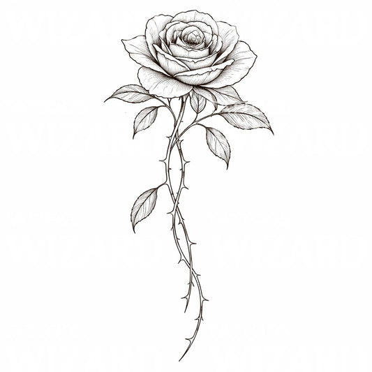 Long Stem Rose Tattoo Design