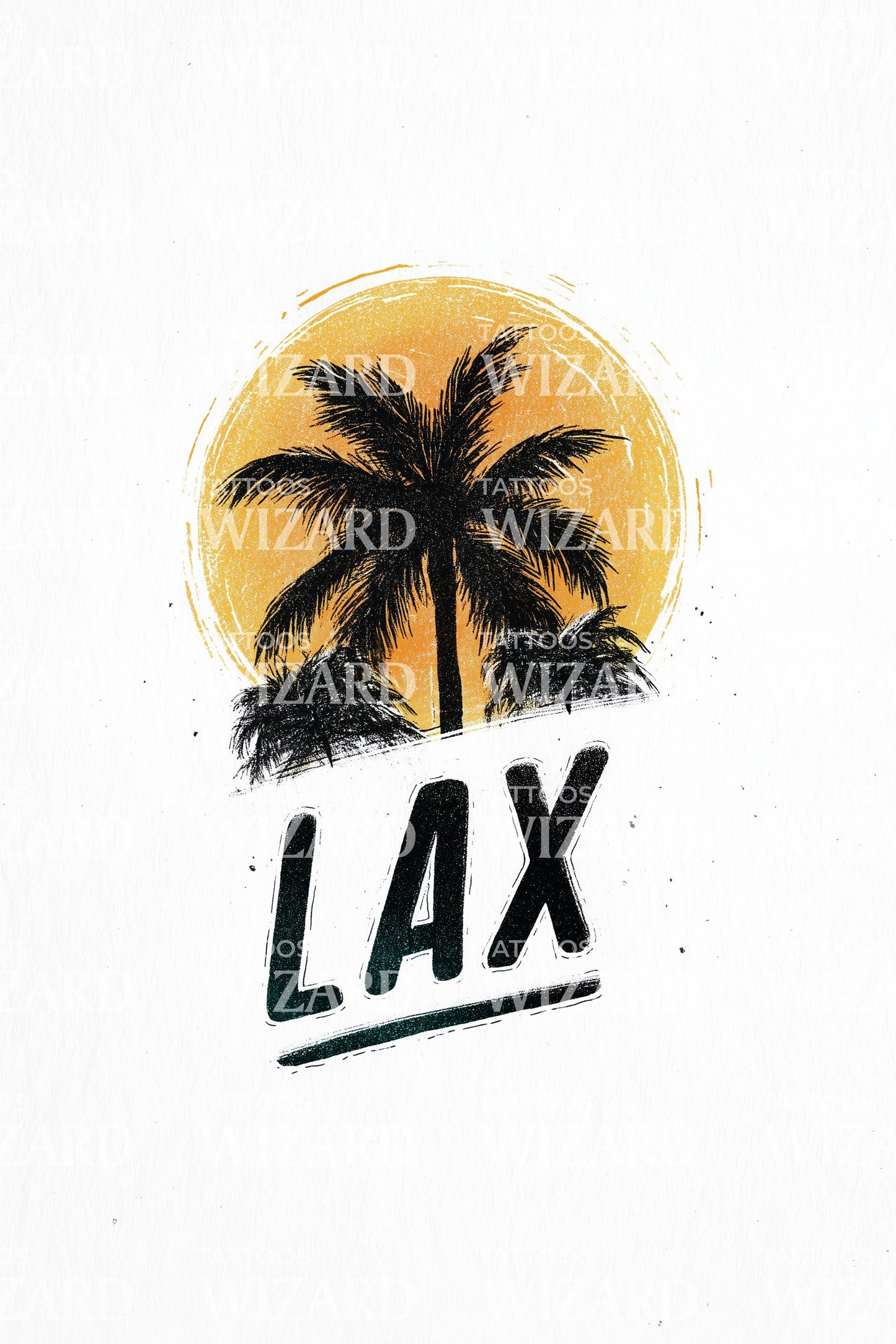 Los Angeles LAX Palm Tattoo Illustration
