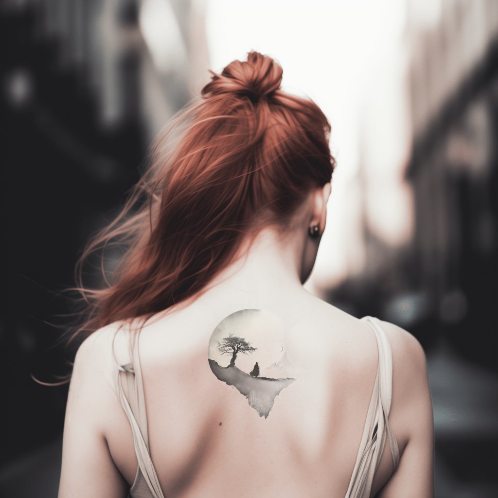 Herr der Ringe: Landschafts-Tattoo-Design