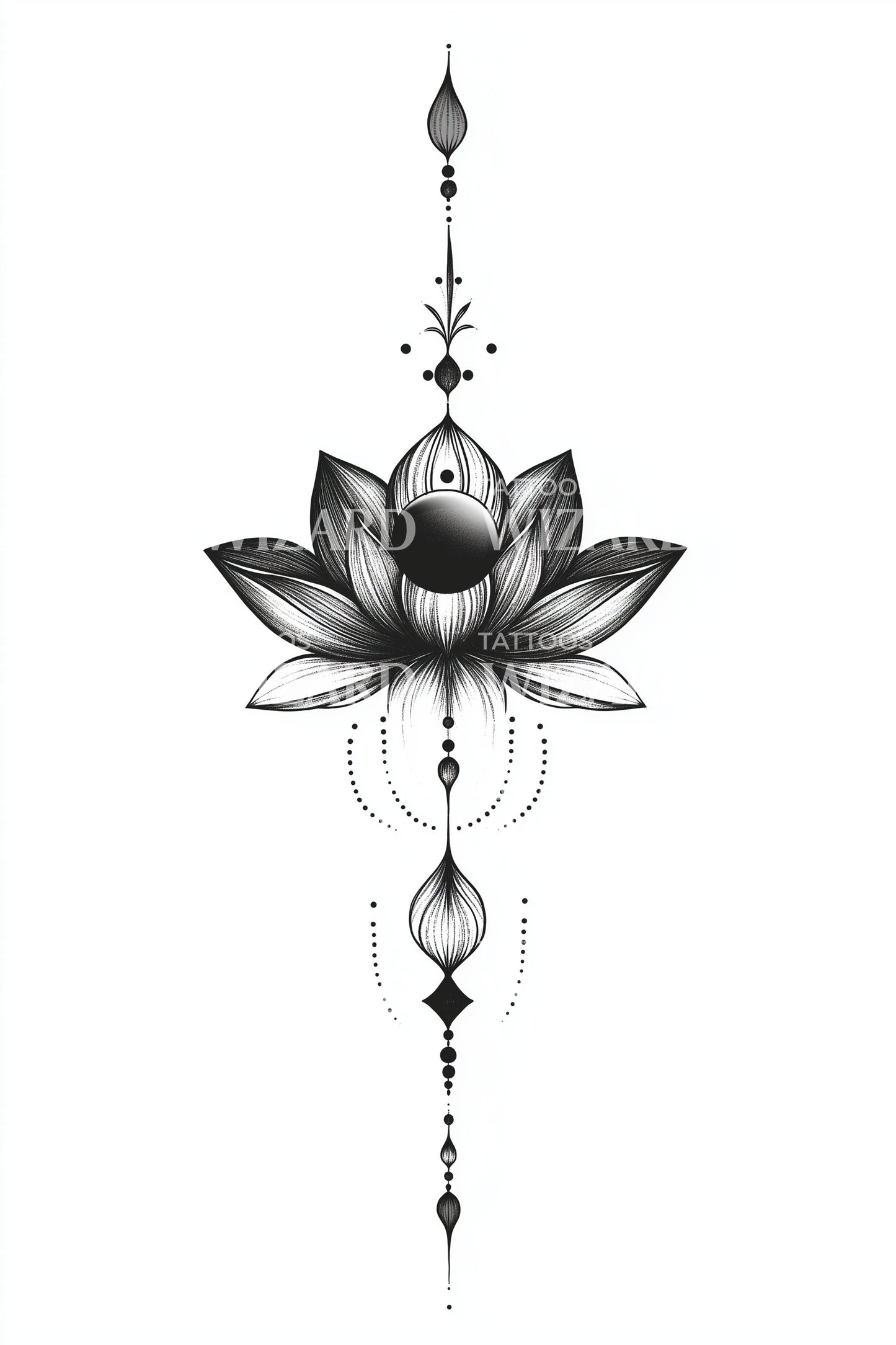 Design de Tatuagem Totem de Alinhamento de Lótus