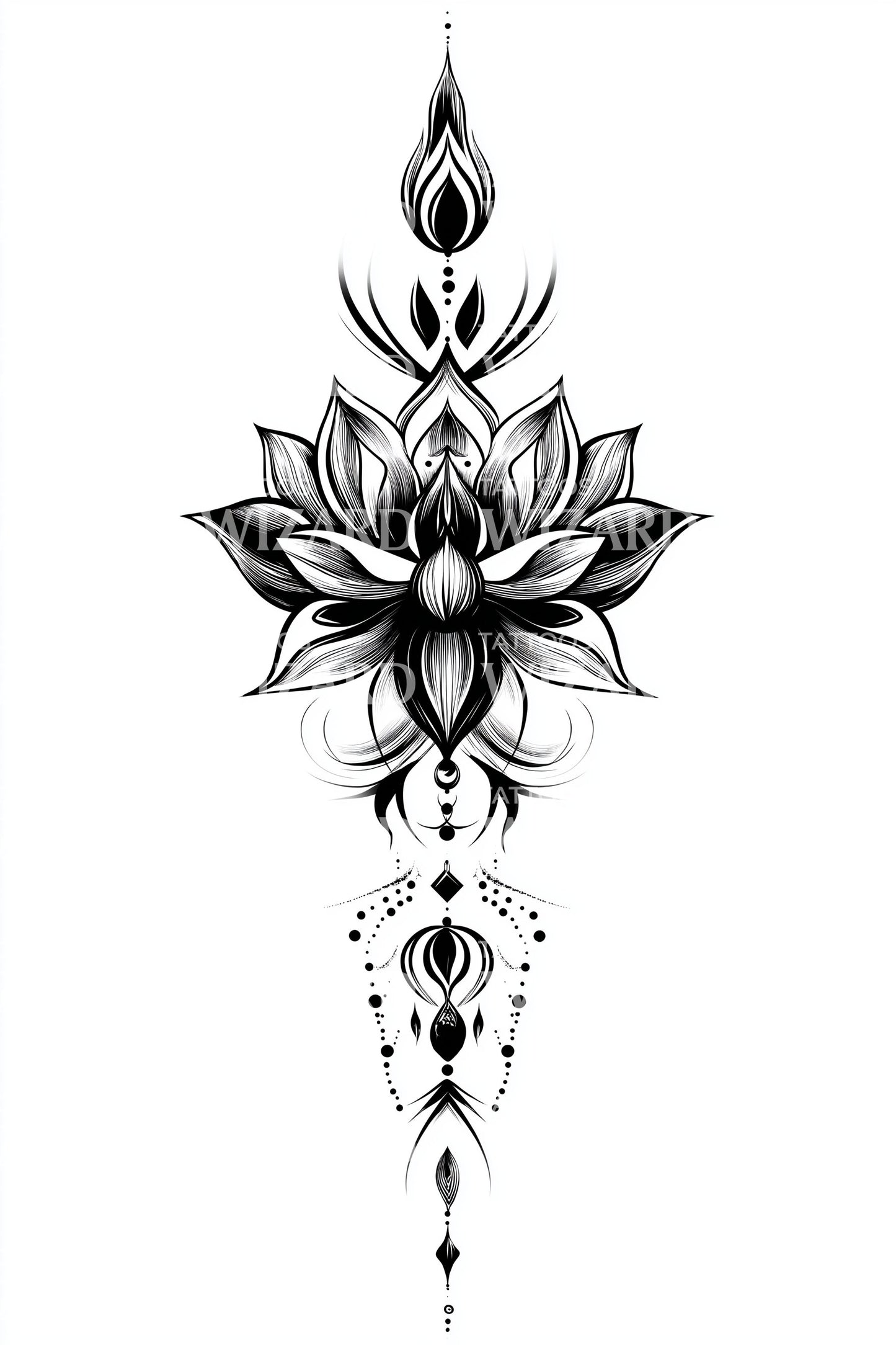 Ilustración de tatuaje de colgante de flor de loto