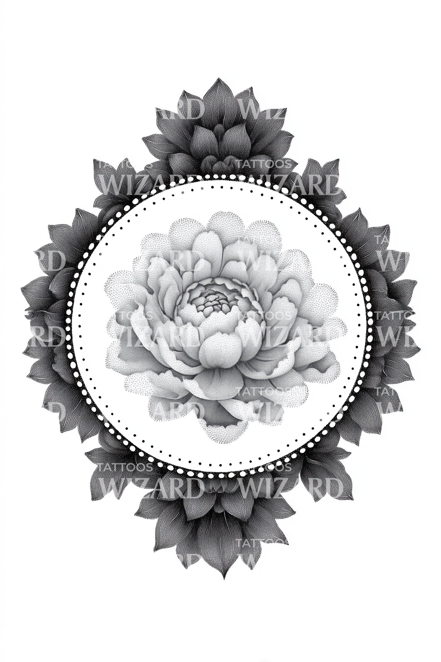 Design de Tatuagem Mandala Halo de Lótus