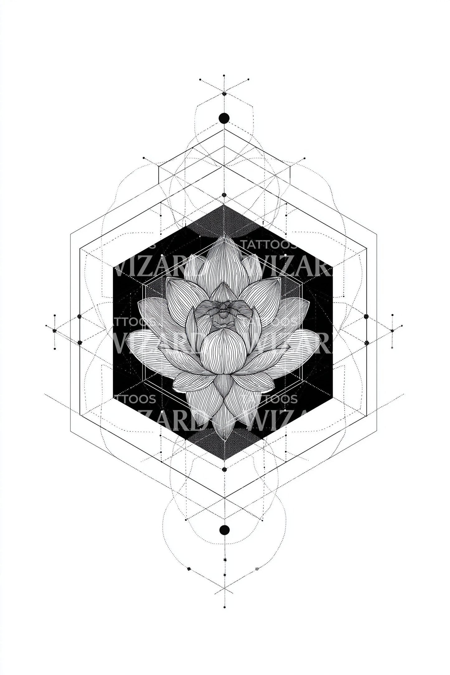 Lotus Hex Mandala Tattoo Design