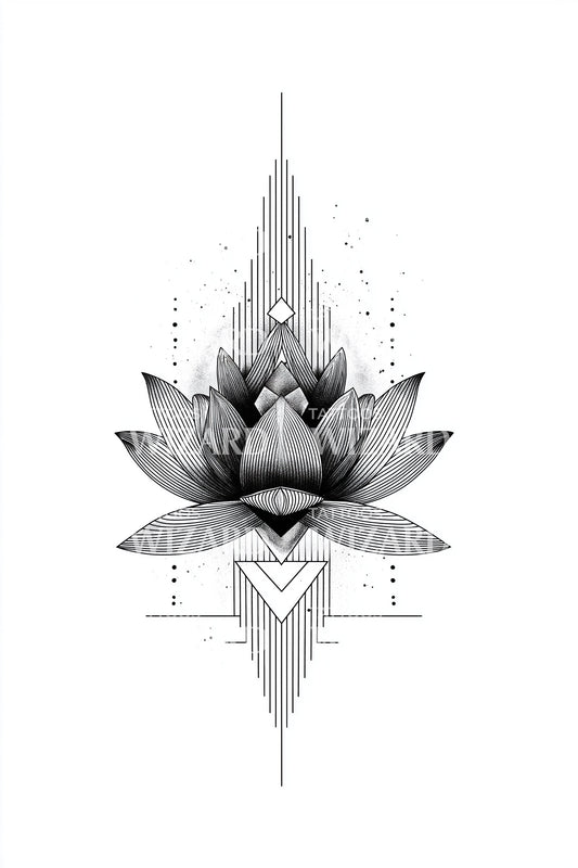 Design de tatouage géométrique du Temple du Lotus