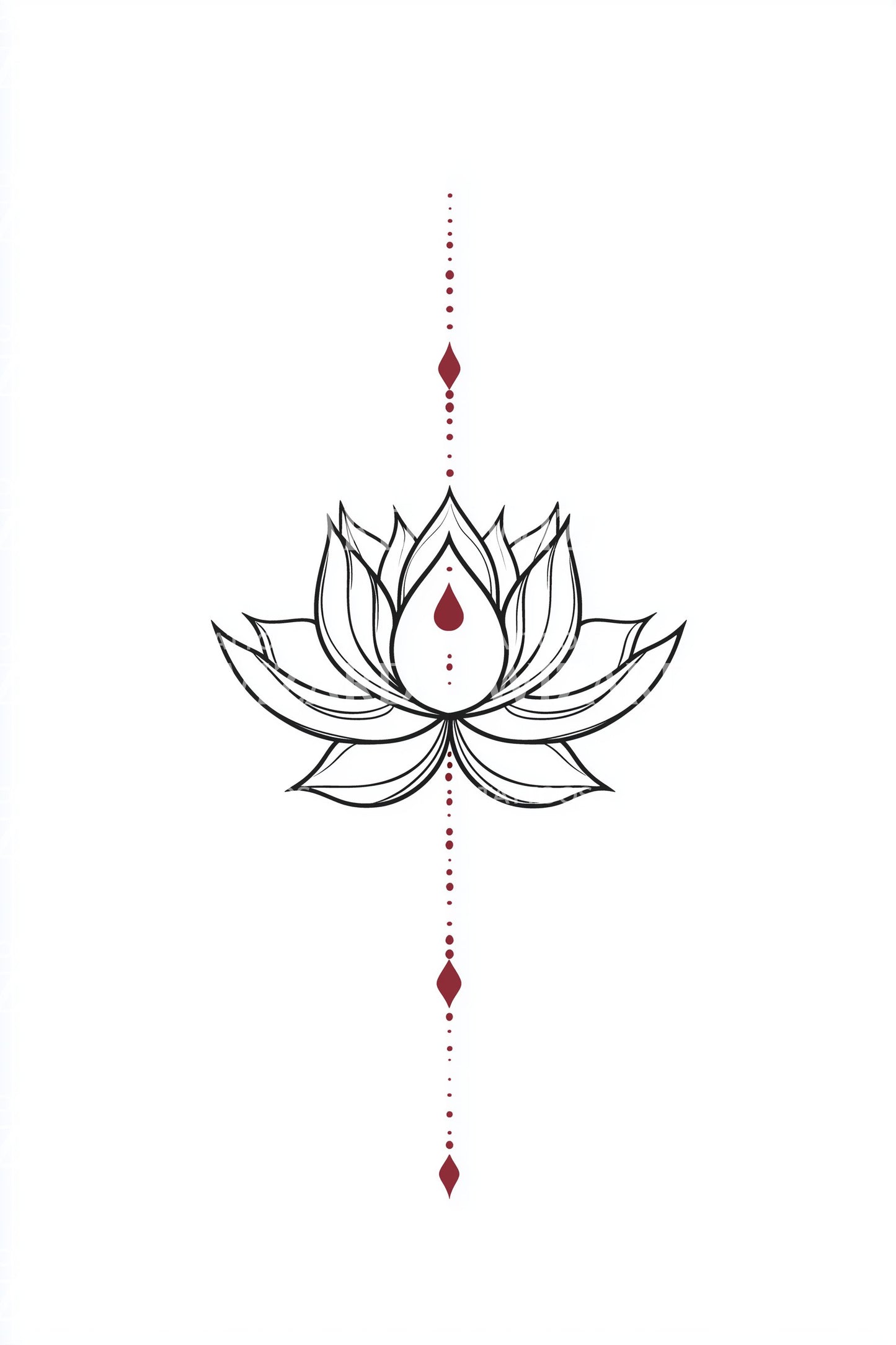 Kırmızı Boncuklu Lotus Dövme Fikri