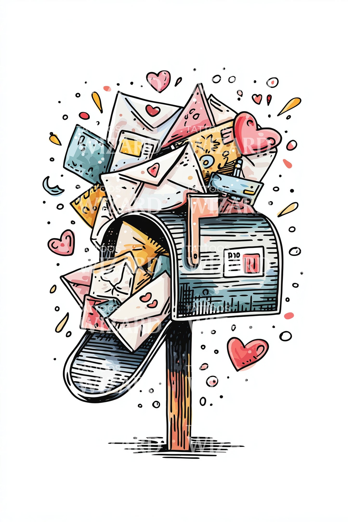 Love Letter Mailbox Tattoo Illustration
