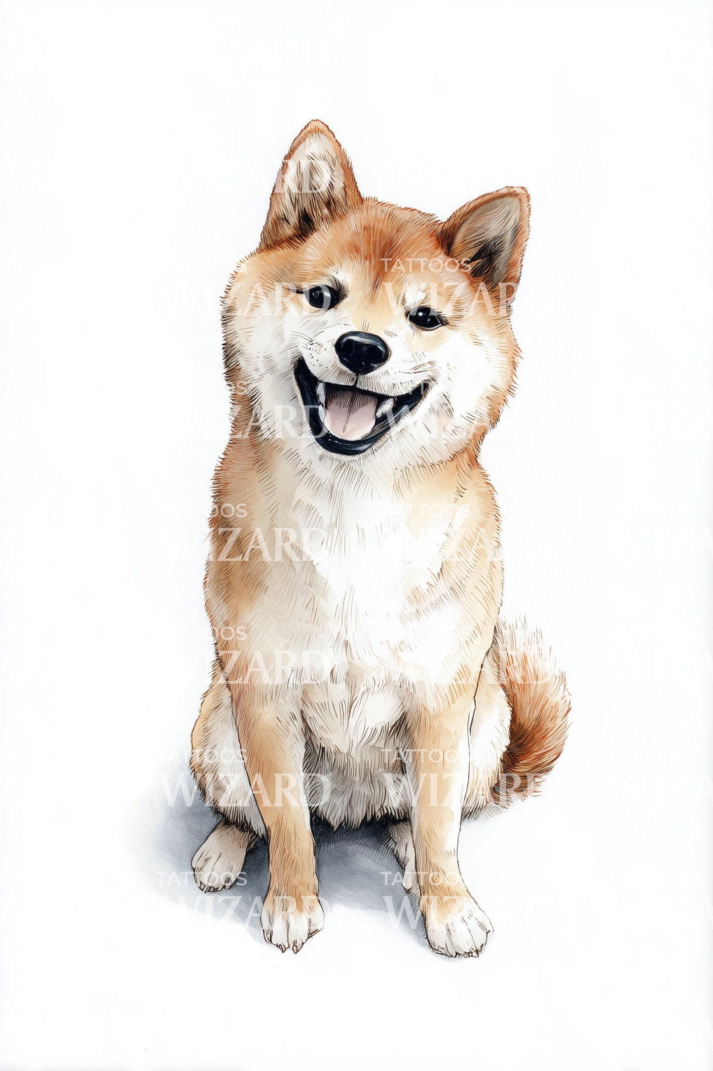 Ilustração de Tatuagem de Companheiro Leal Shiba