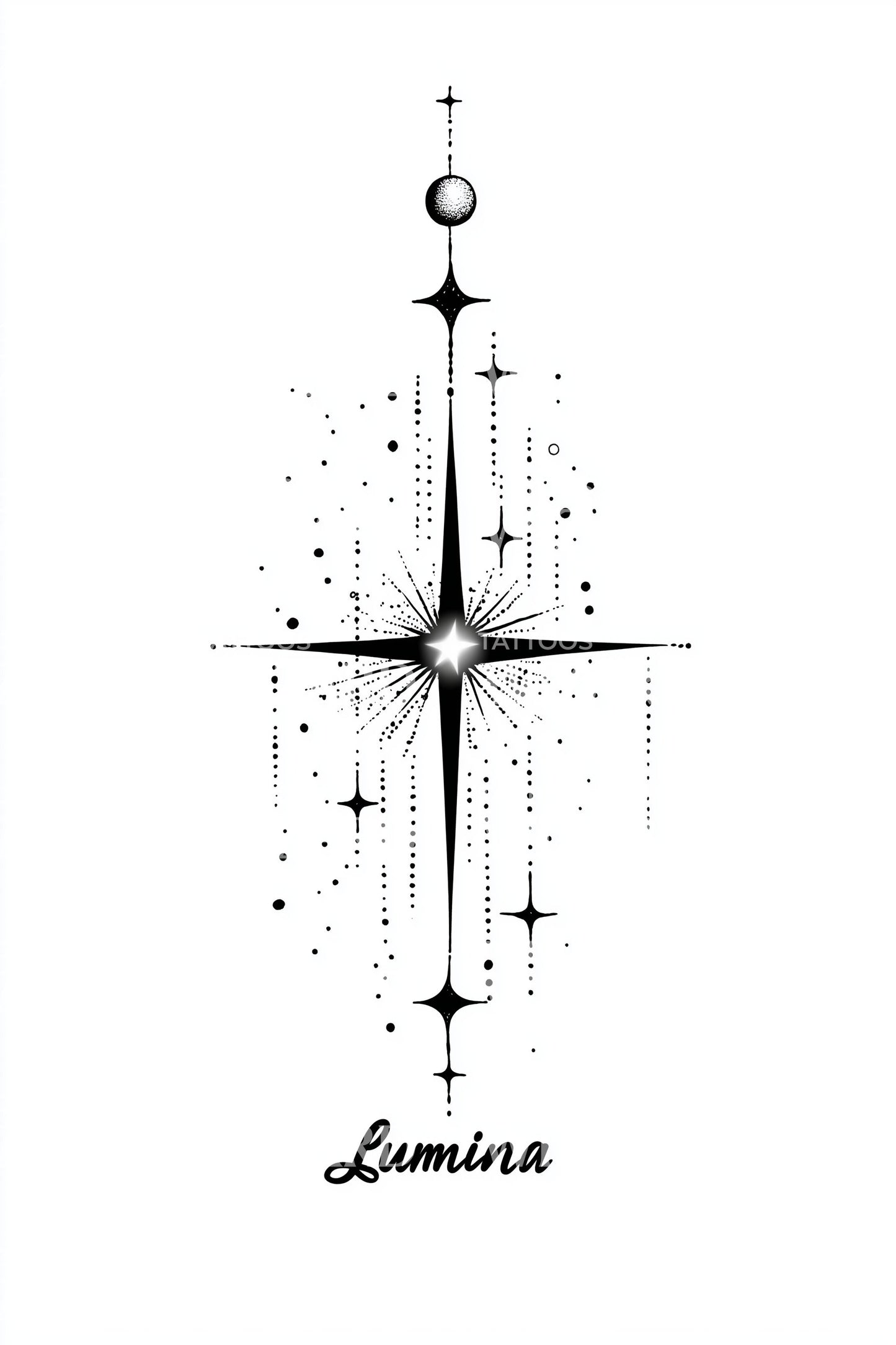 Lumina Cosmic Compass Tattoo Design