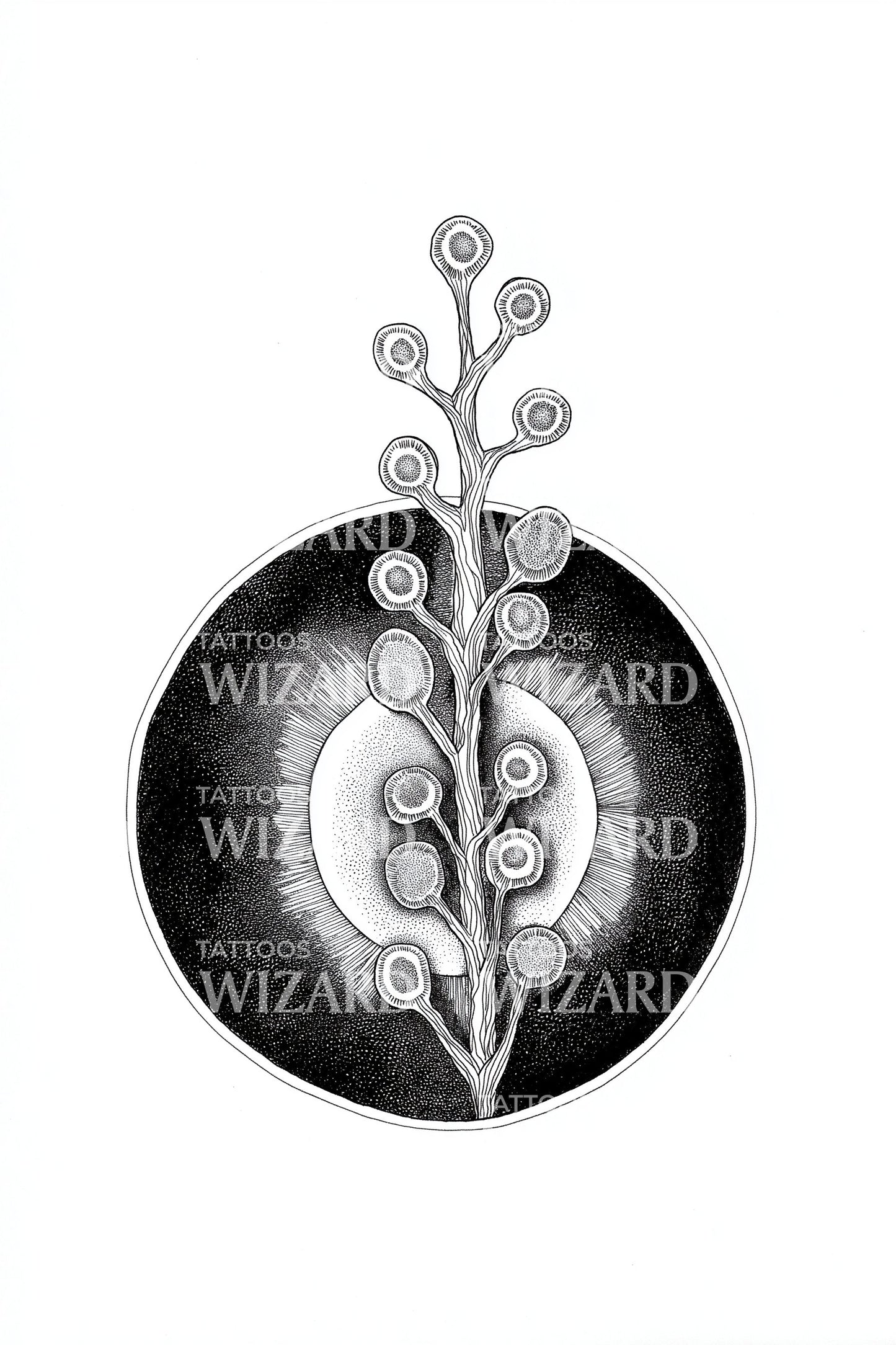 Lunar Botanical Portal Tattoo Design