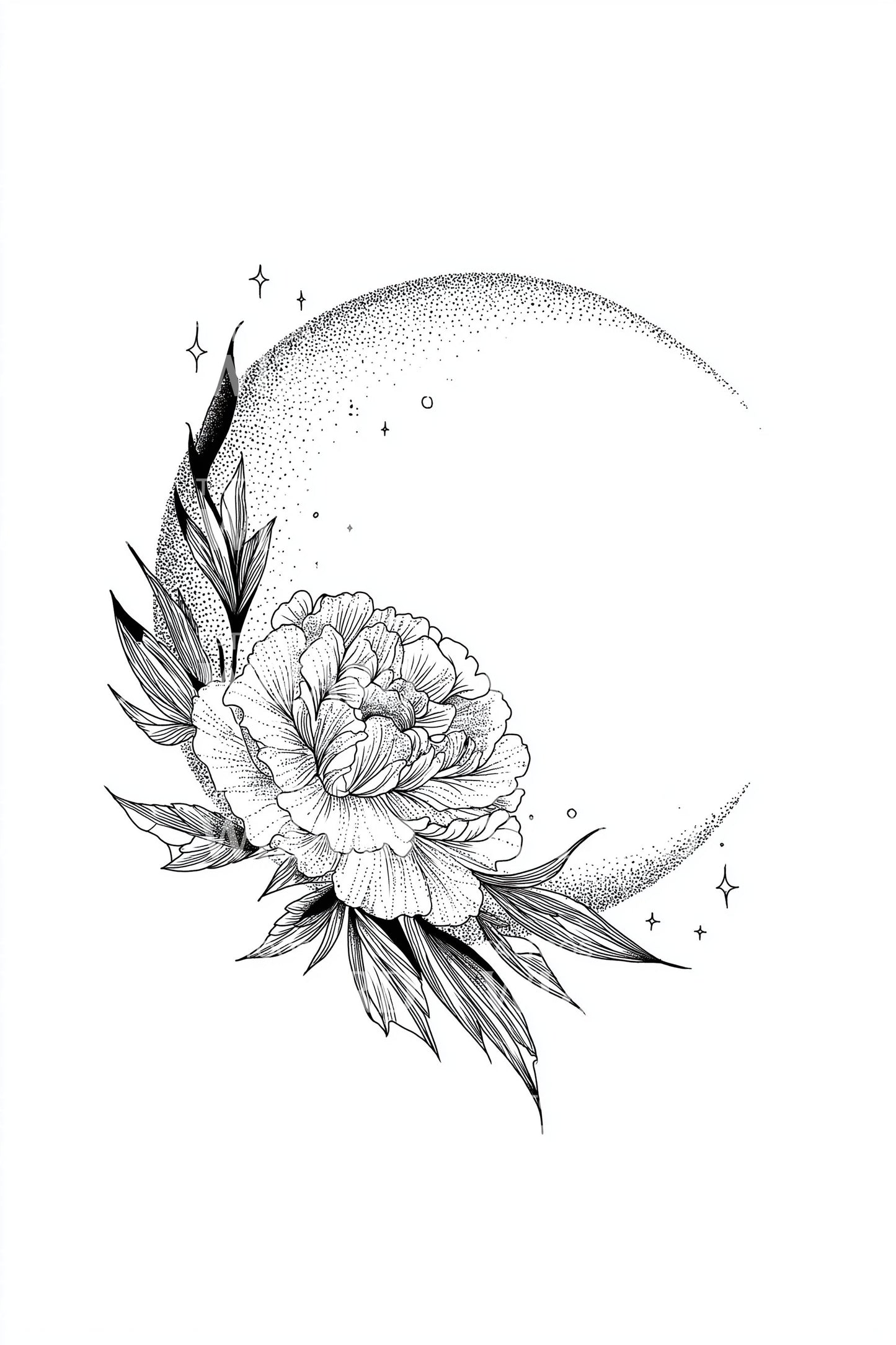 Design de tatouage Horizon Pivoine Lunaire