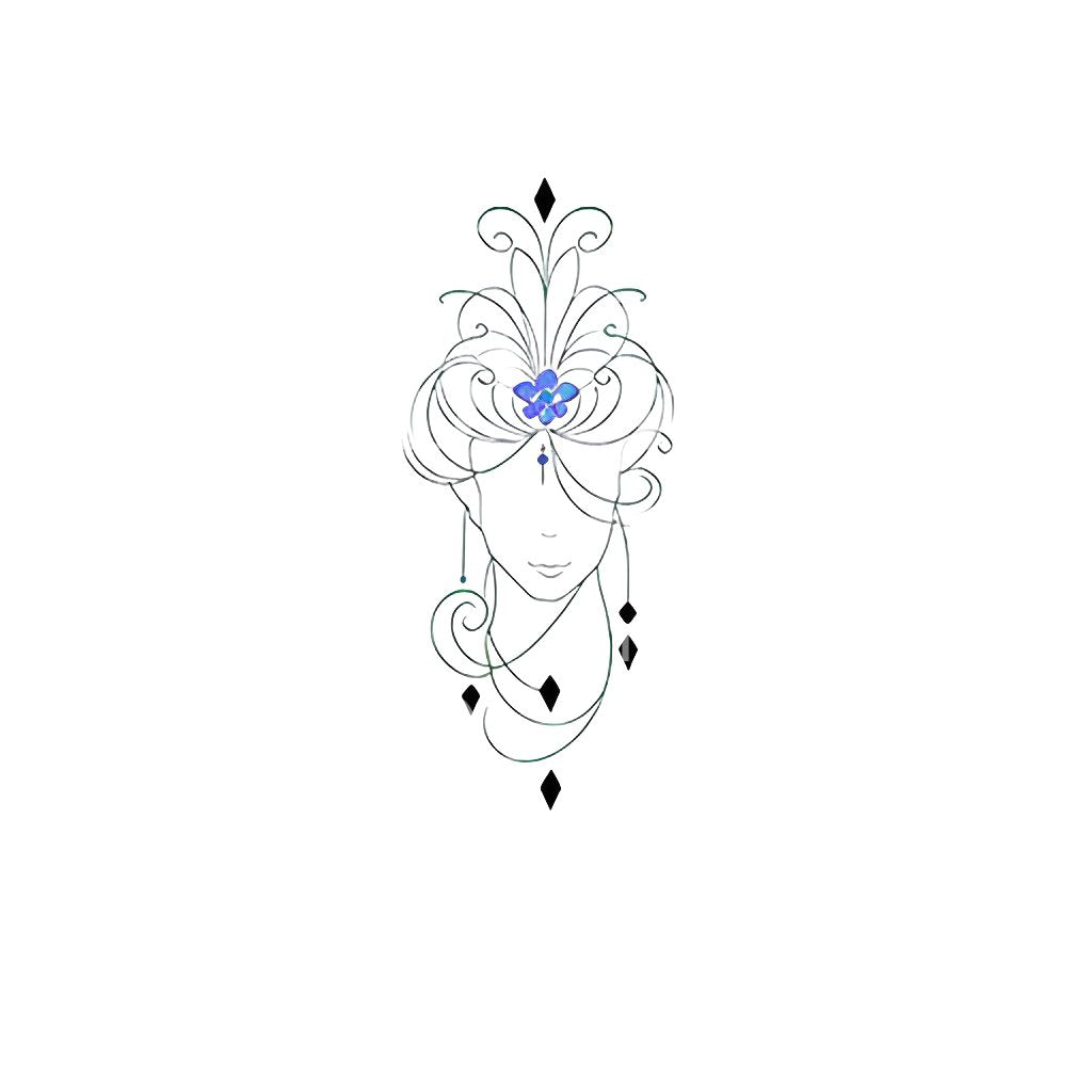 Ornate Fineline Abstract Woman Tattoo Design