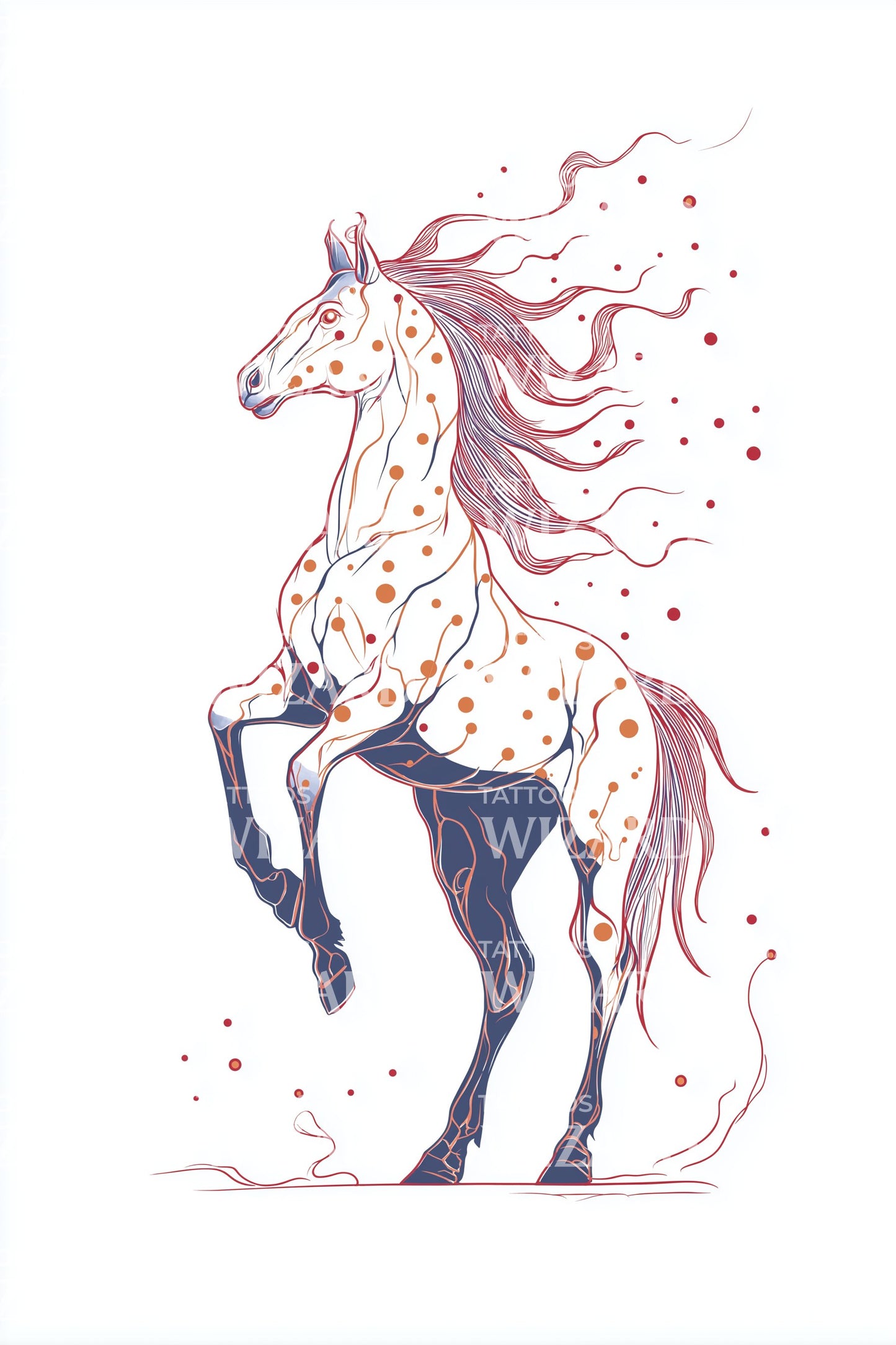 Ilustrace tetování maghrebského pouštního hřebce