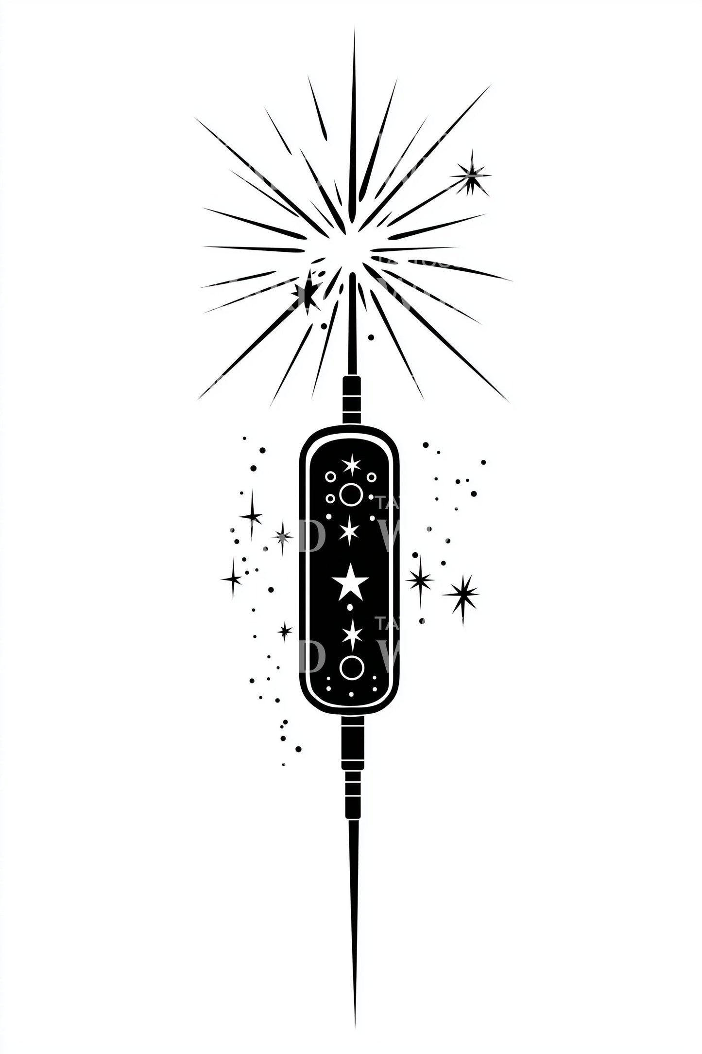 Magic Sparkler Wand Tattoo Design