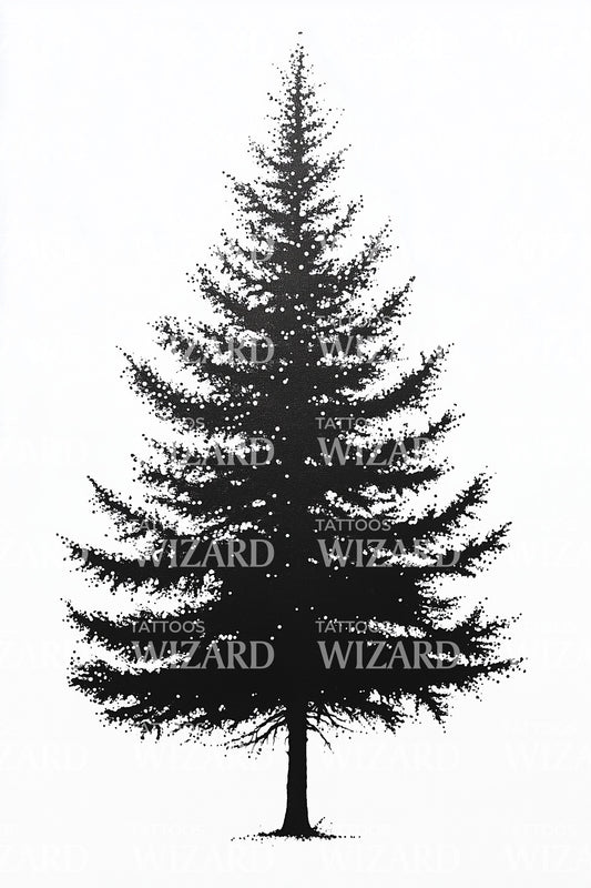 Majestic Black Pine Tattoo Illustration