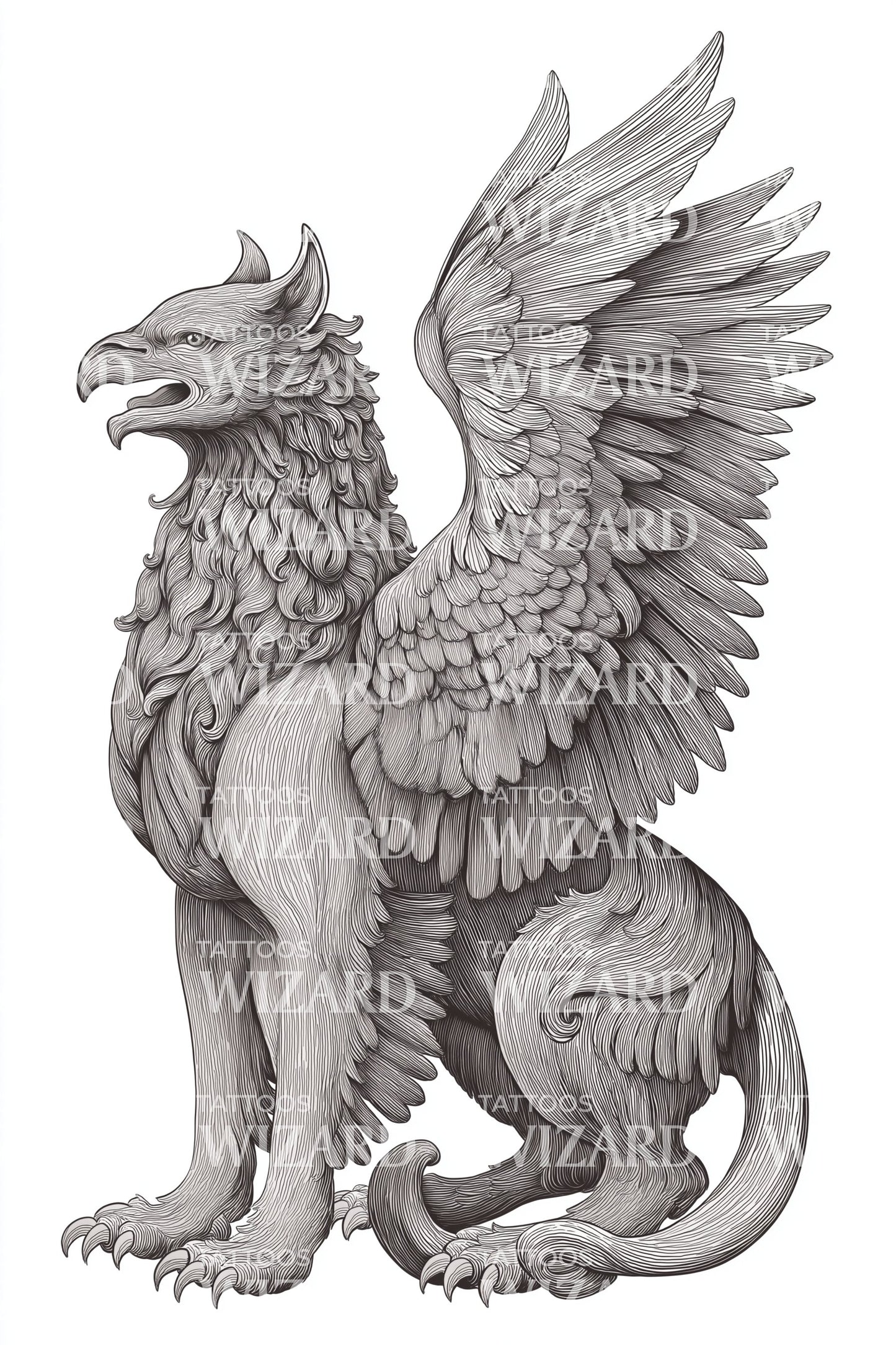 Design di tatuaggio araldico del grifone maestoso