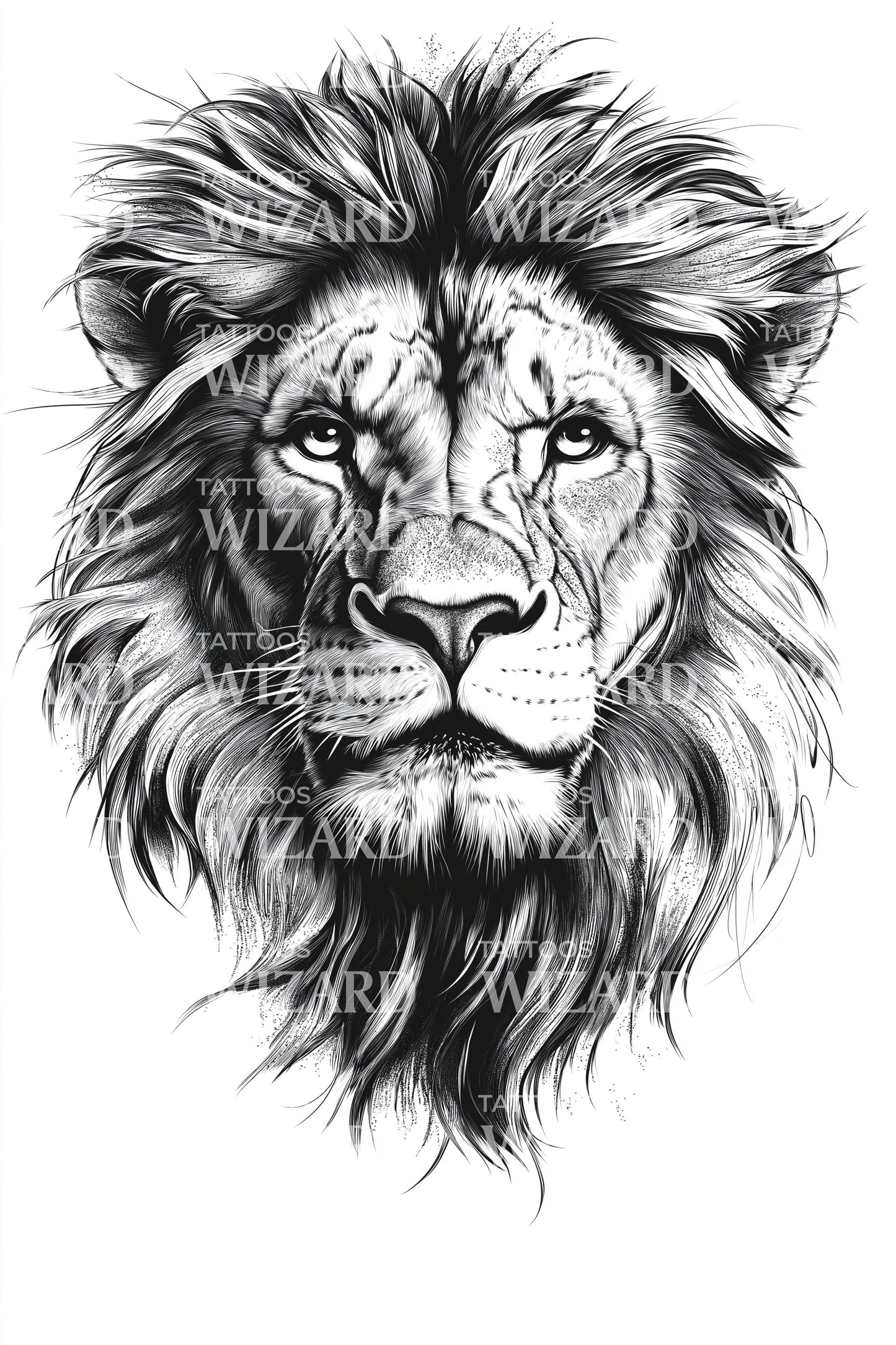 Majestic Lion Portrait Tattoo Design