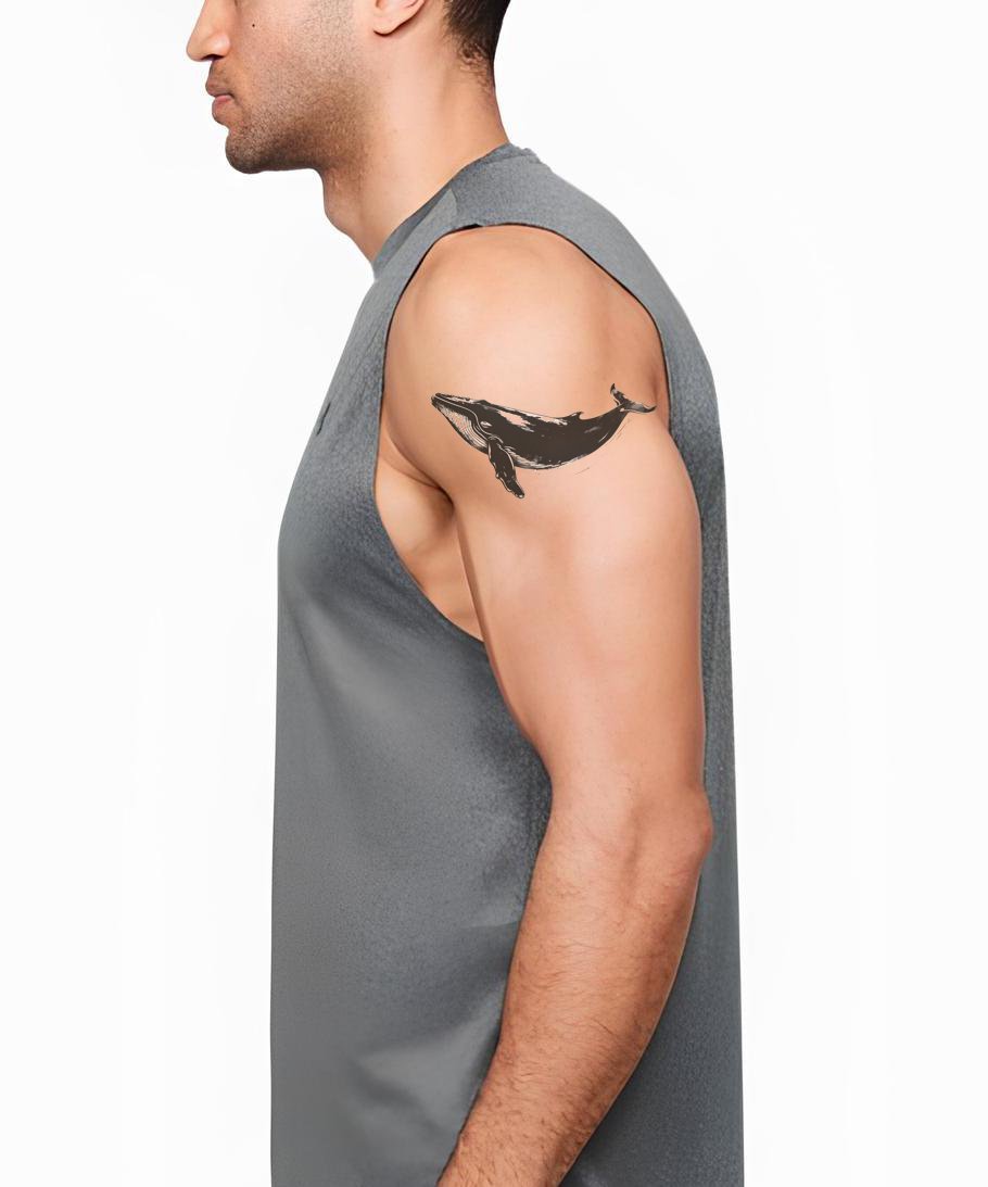 Diseño de tatuaje de ballena simple