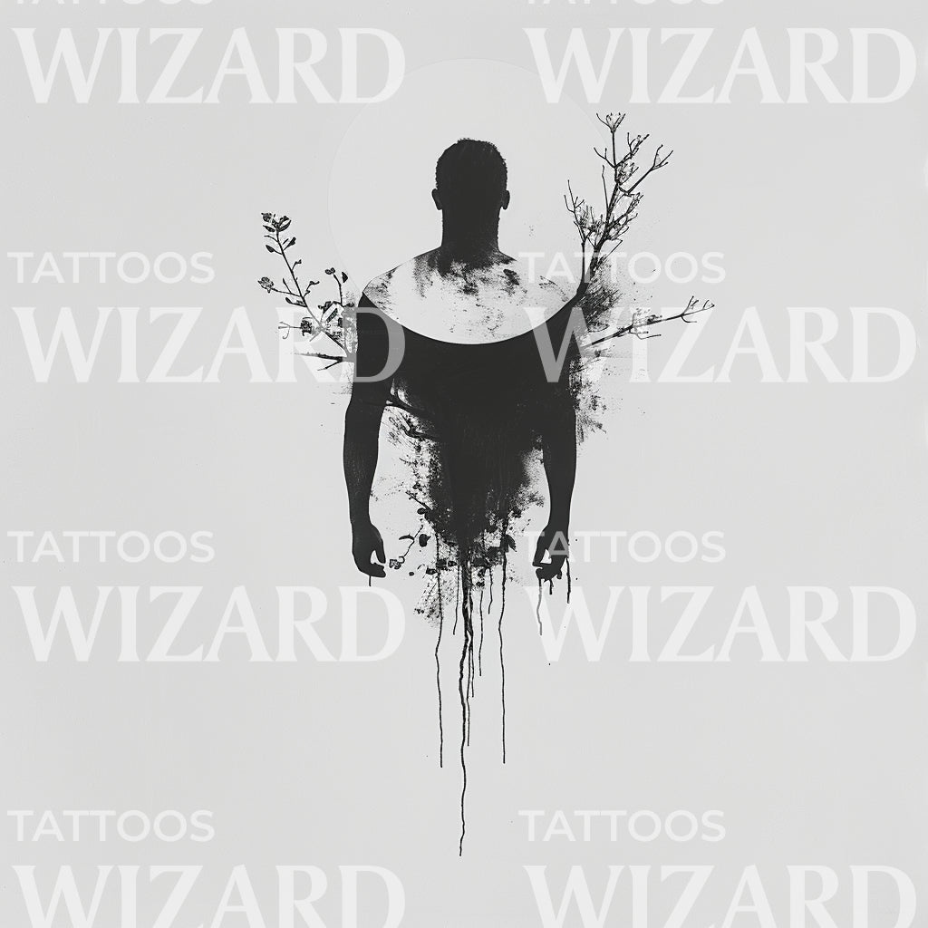 Man and Nature Symbiosos Tattoo Design