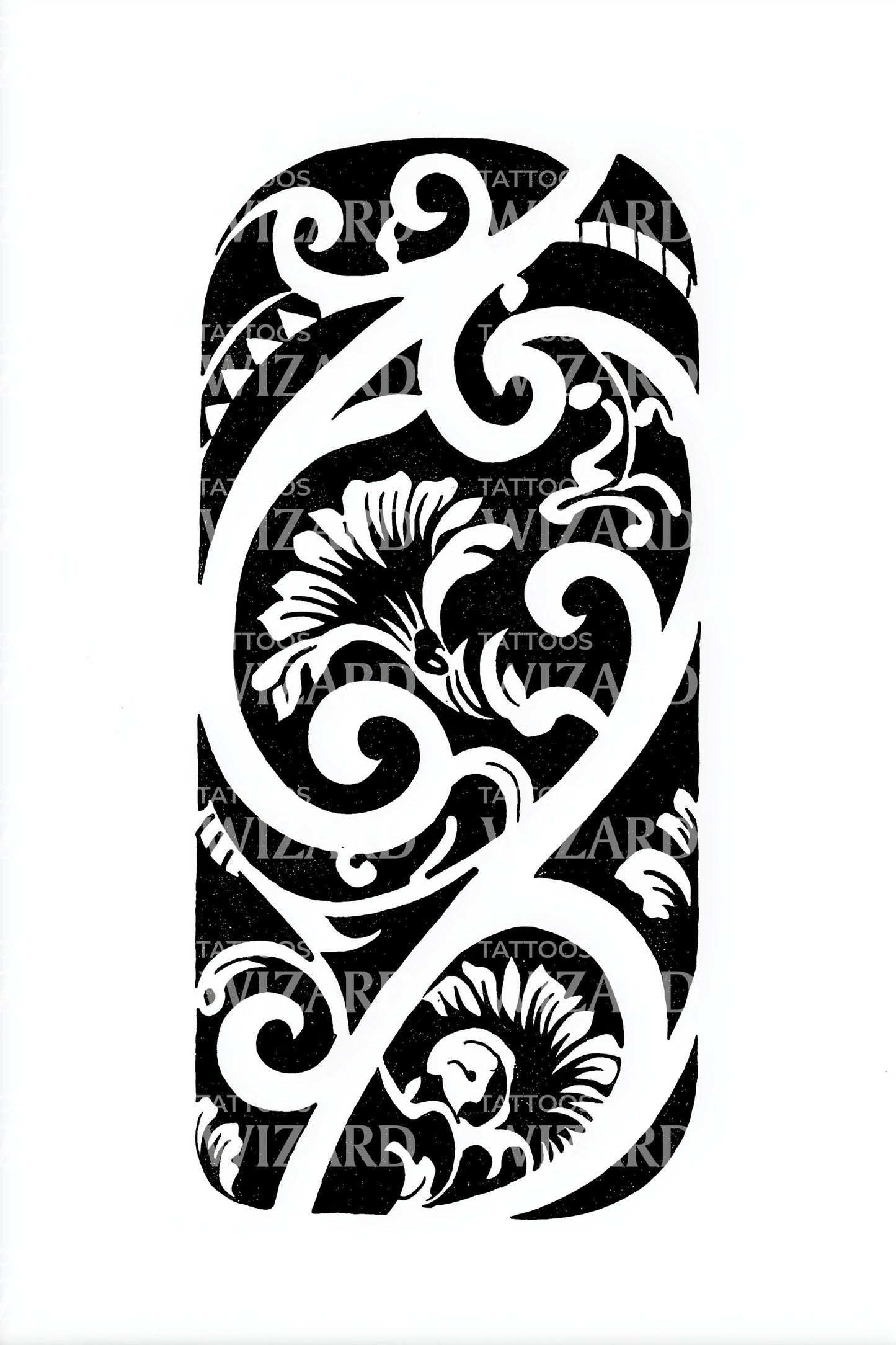 Maori blomsterpanel tatoveringsdesign