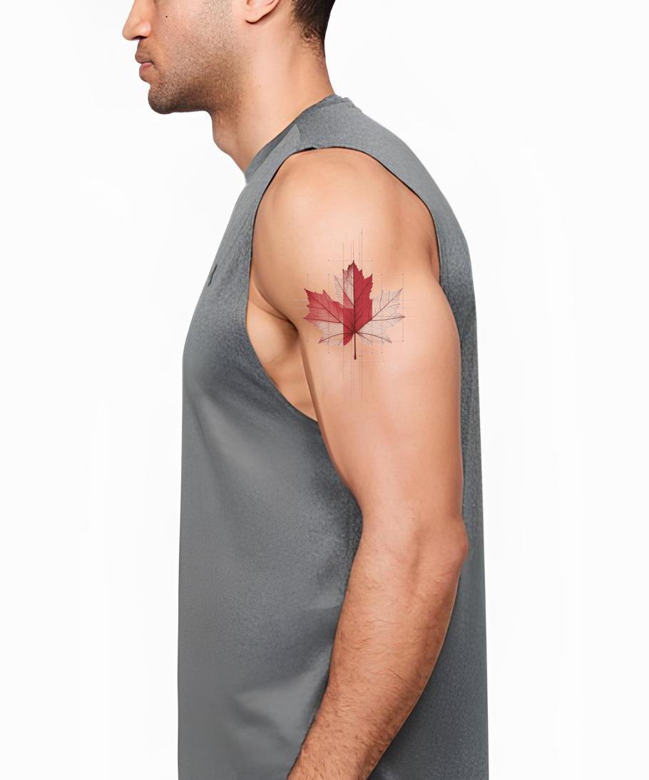Desain Tato Daun Maple Geometris