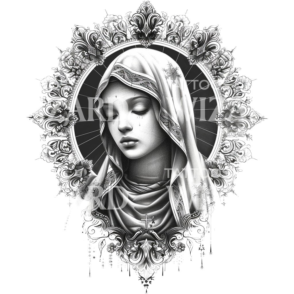 Marian Apparition Tattoo Design